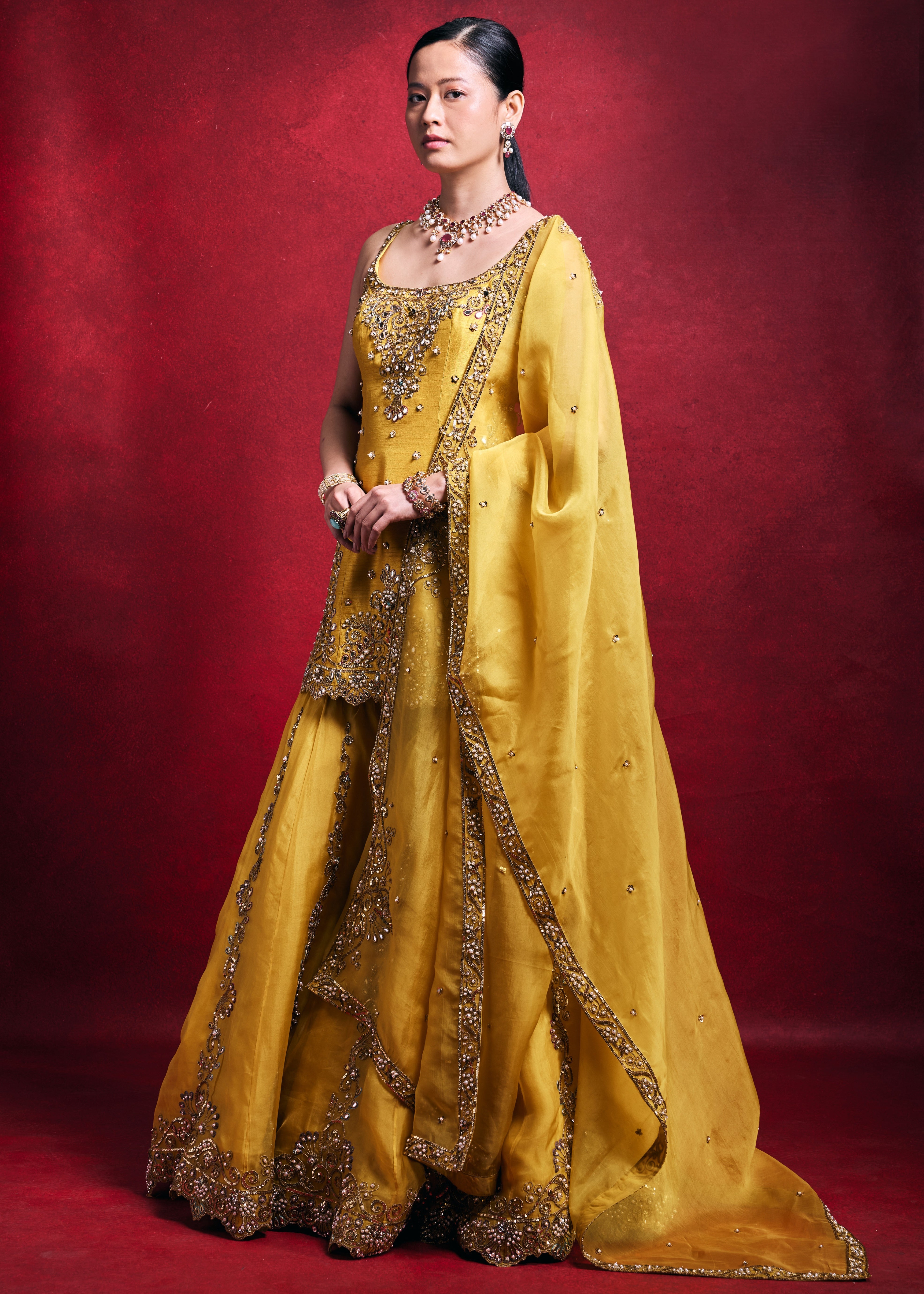 Mustard Gharara Set