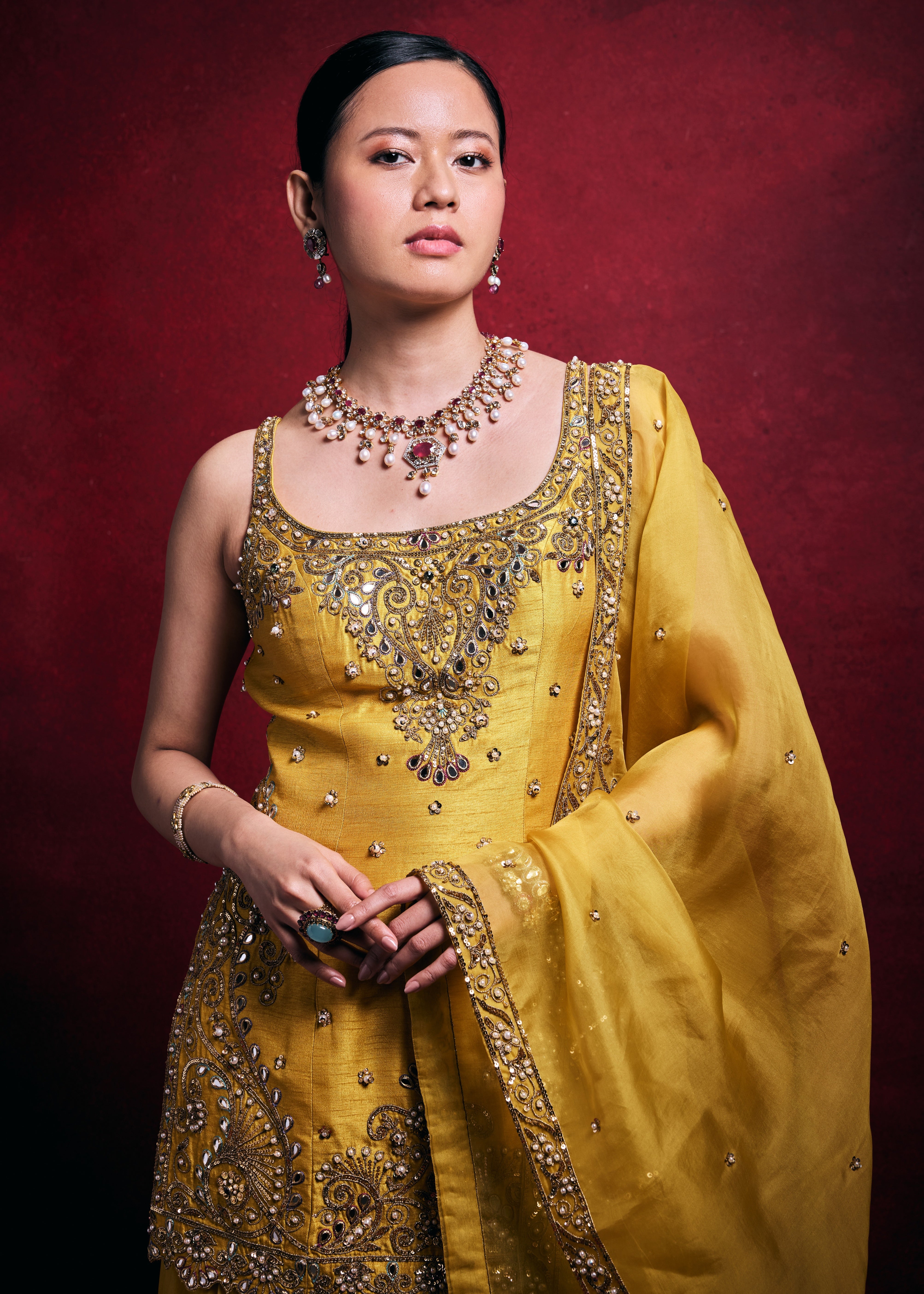 Mustard Gharara Set