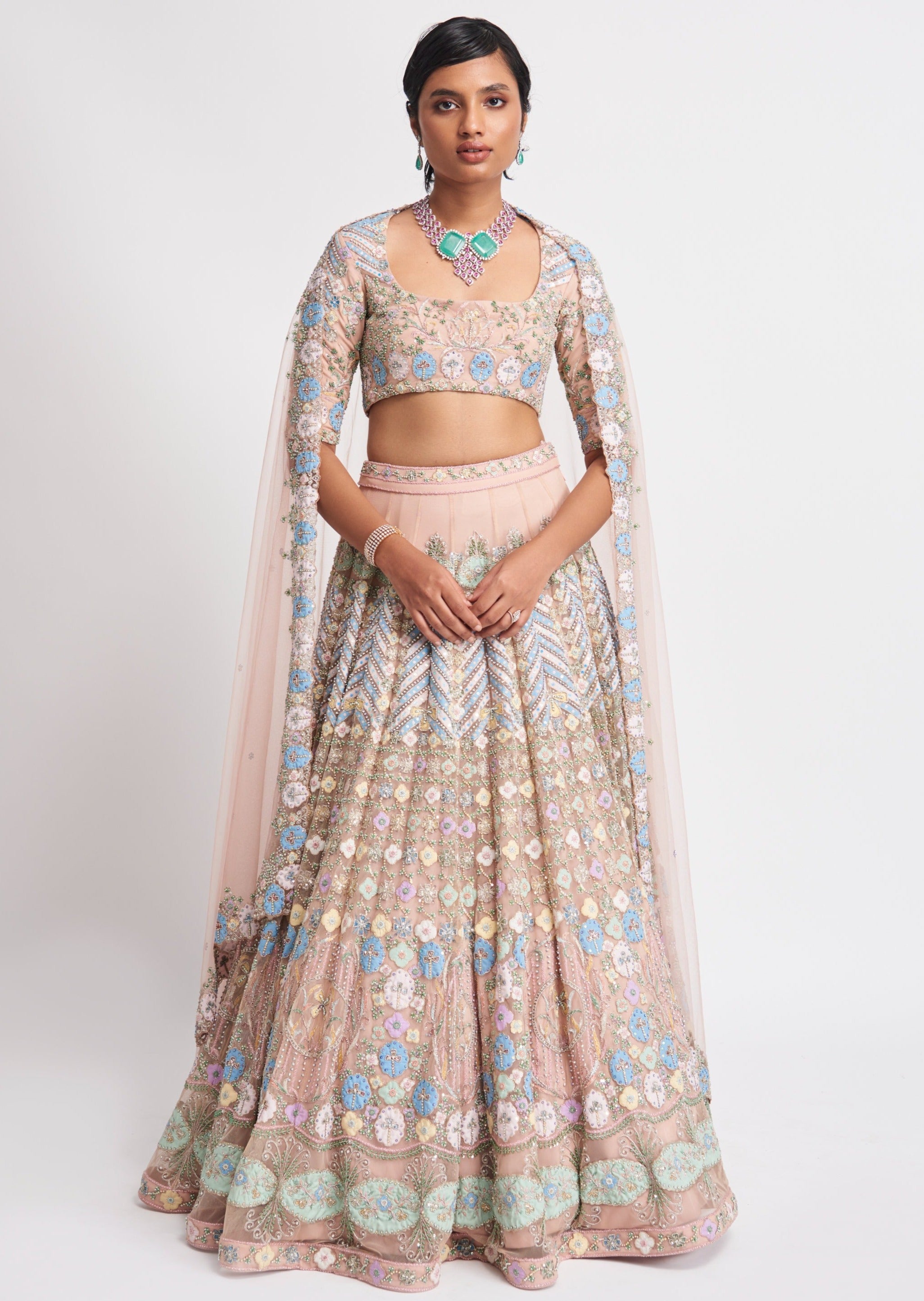 Layla Apricot Lehenga Set