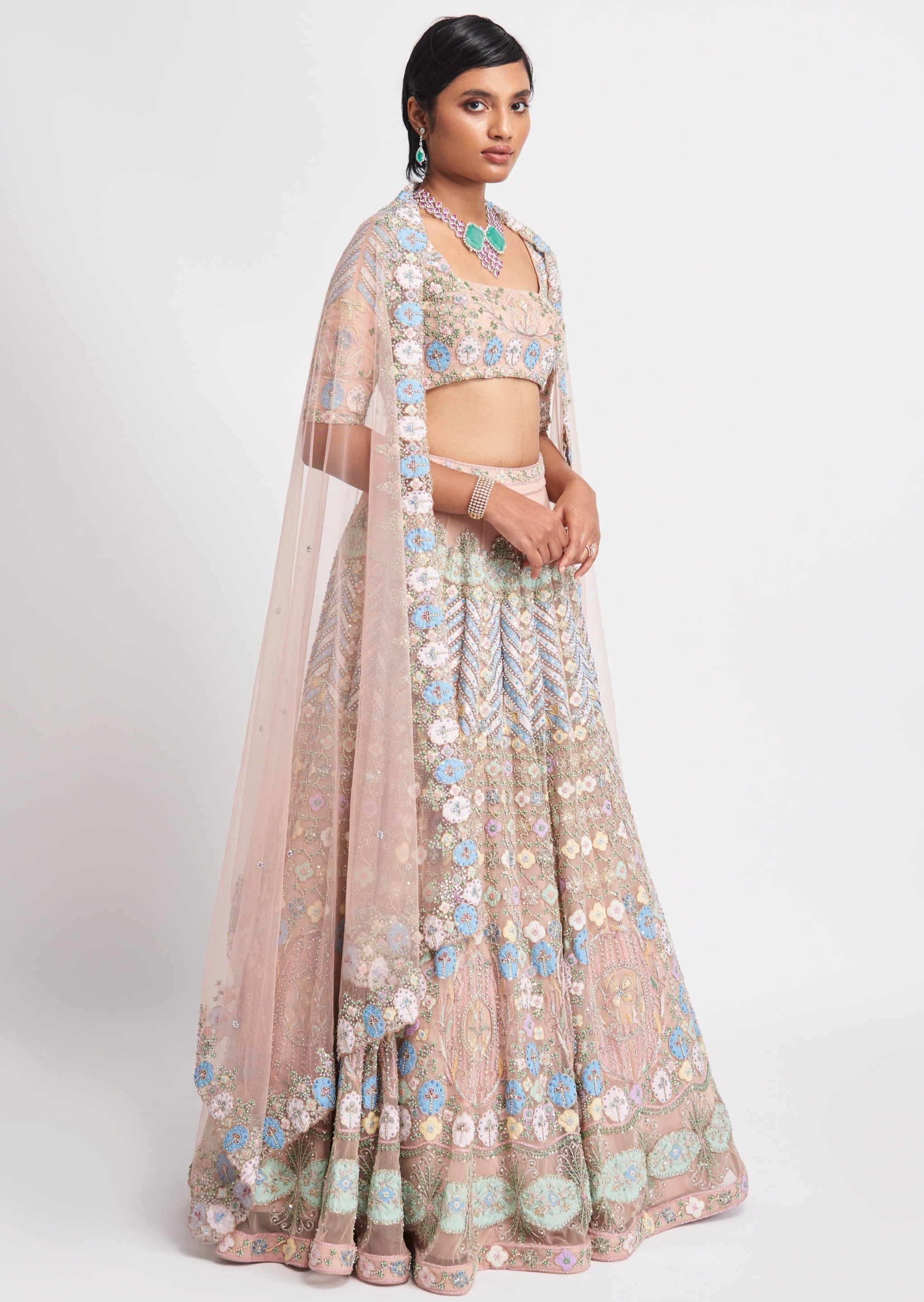 Layla Apricot Lehenga Set