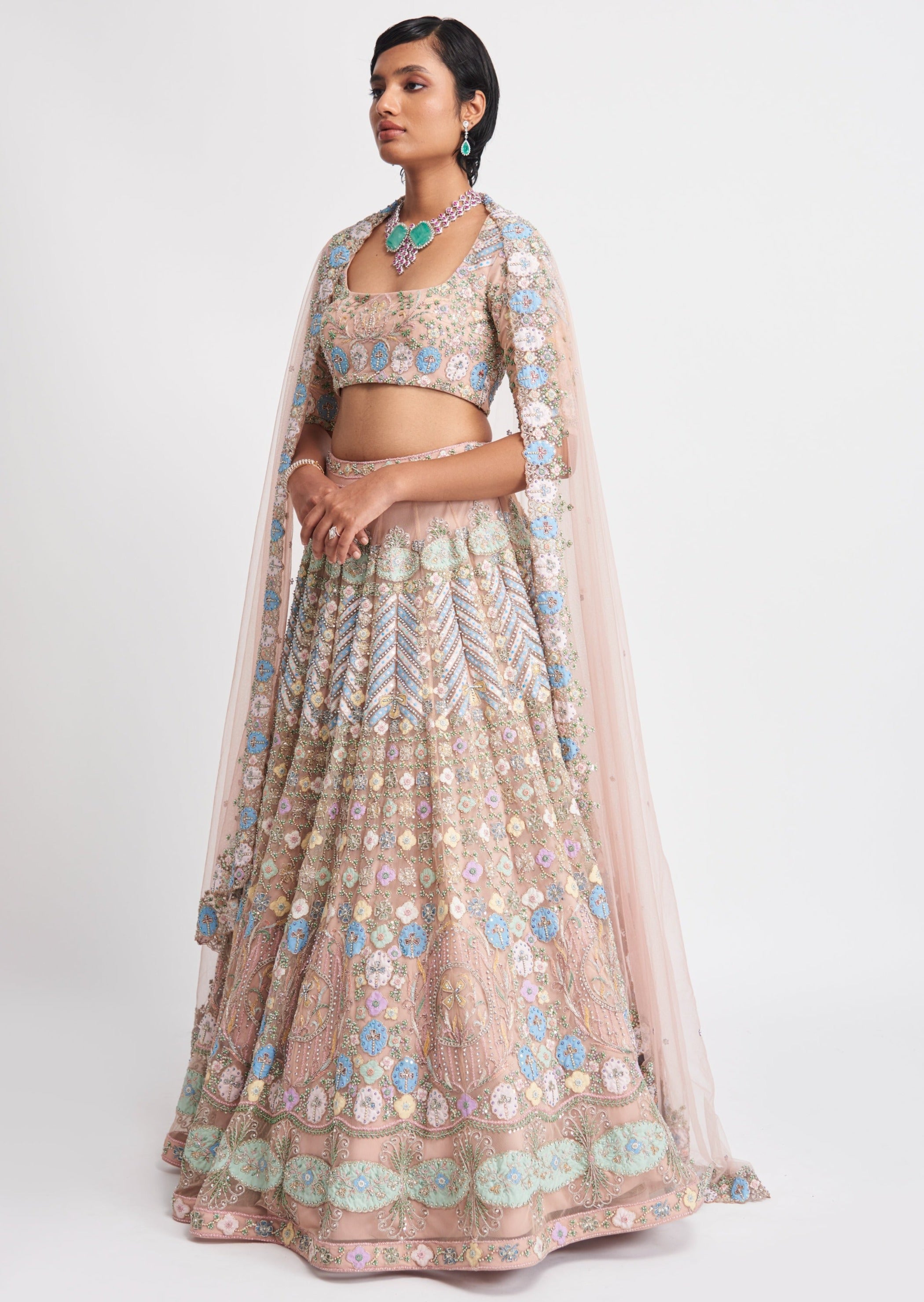 Layla Apricot Lehenga Set