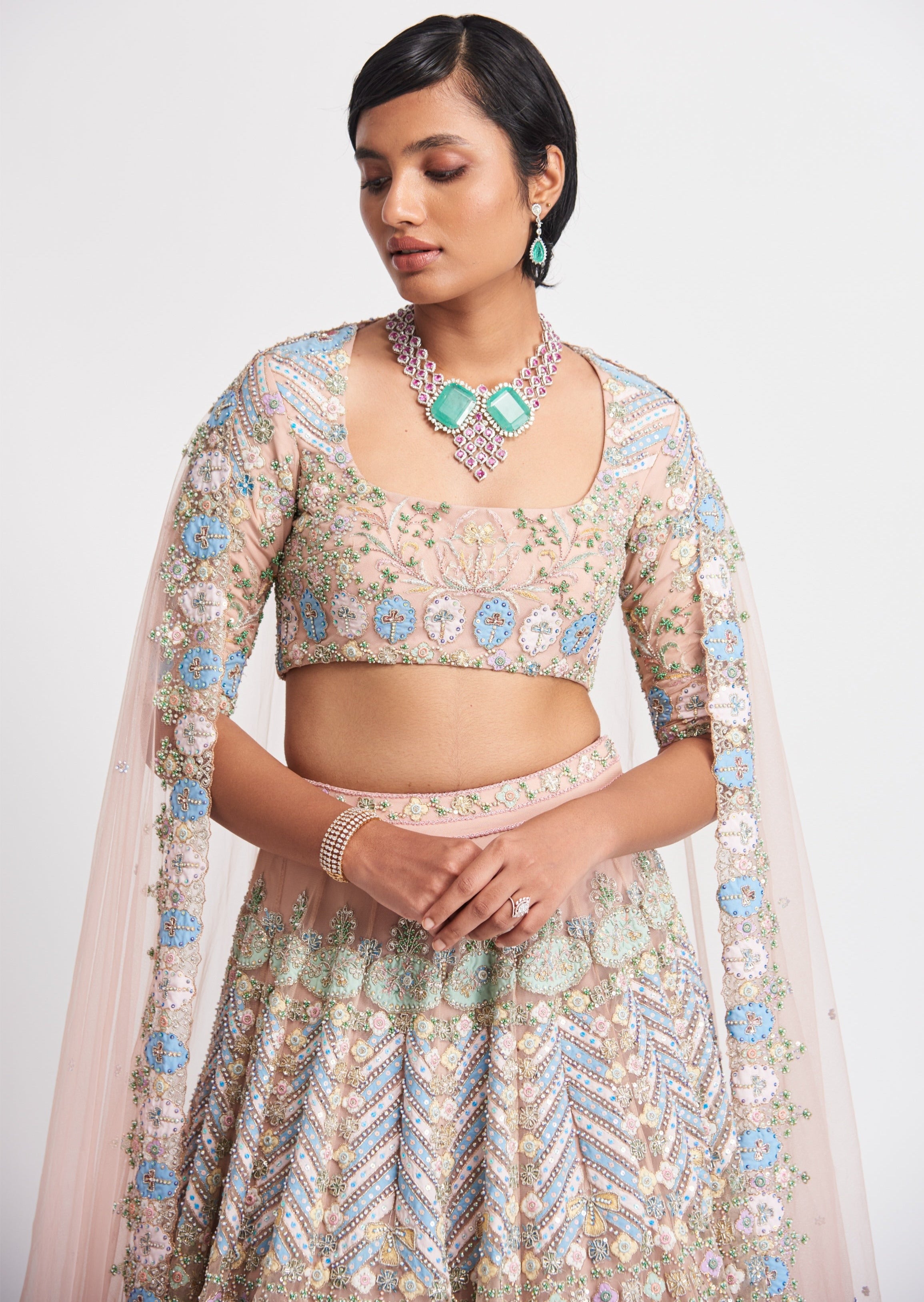 Layla Apricot Lehenga Set