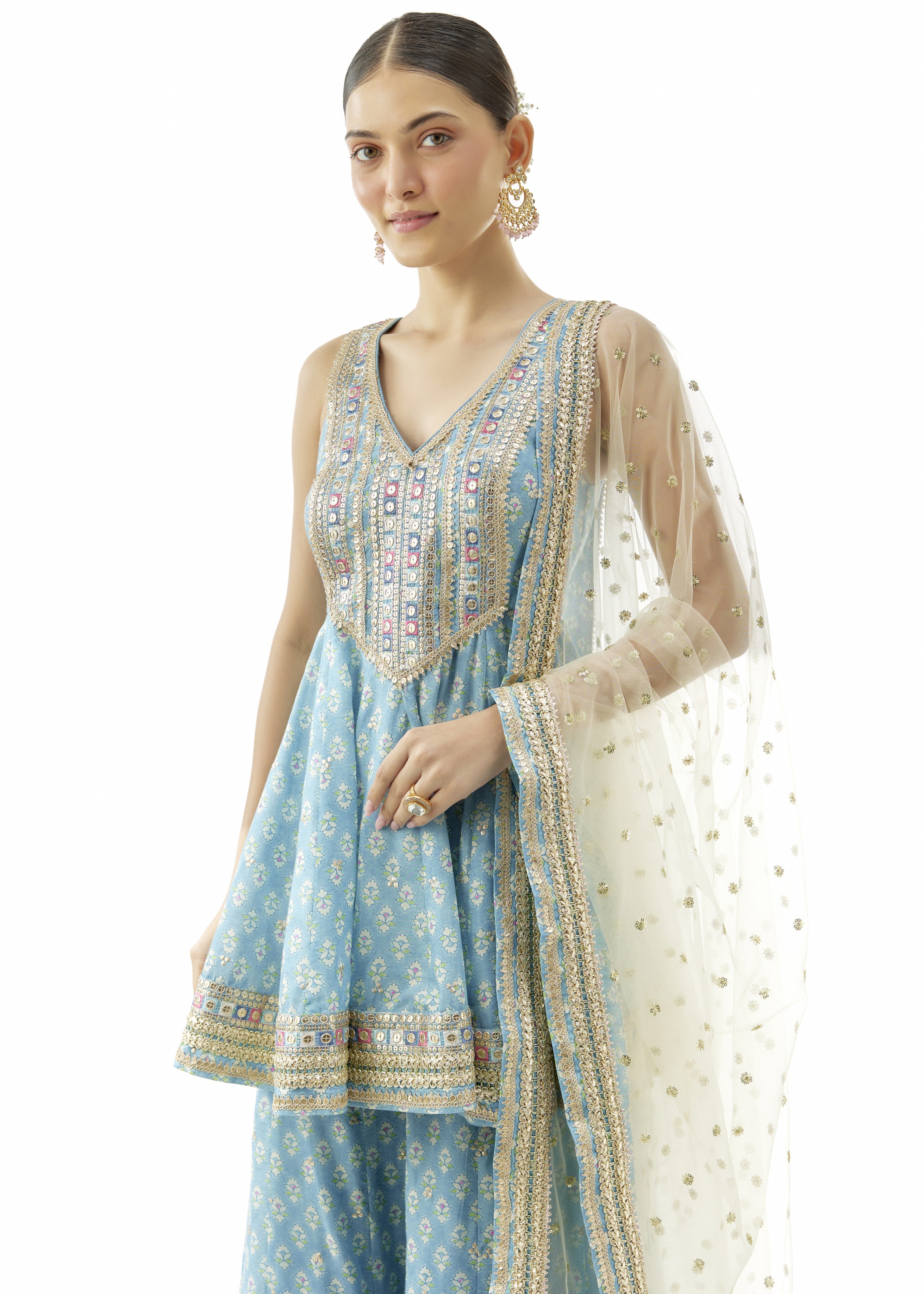 Blue Simoni Peplum Set