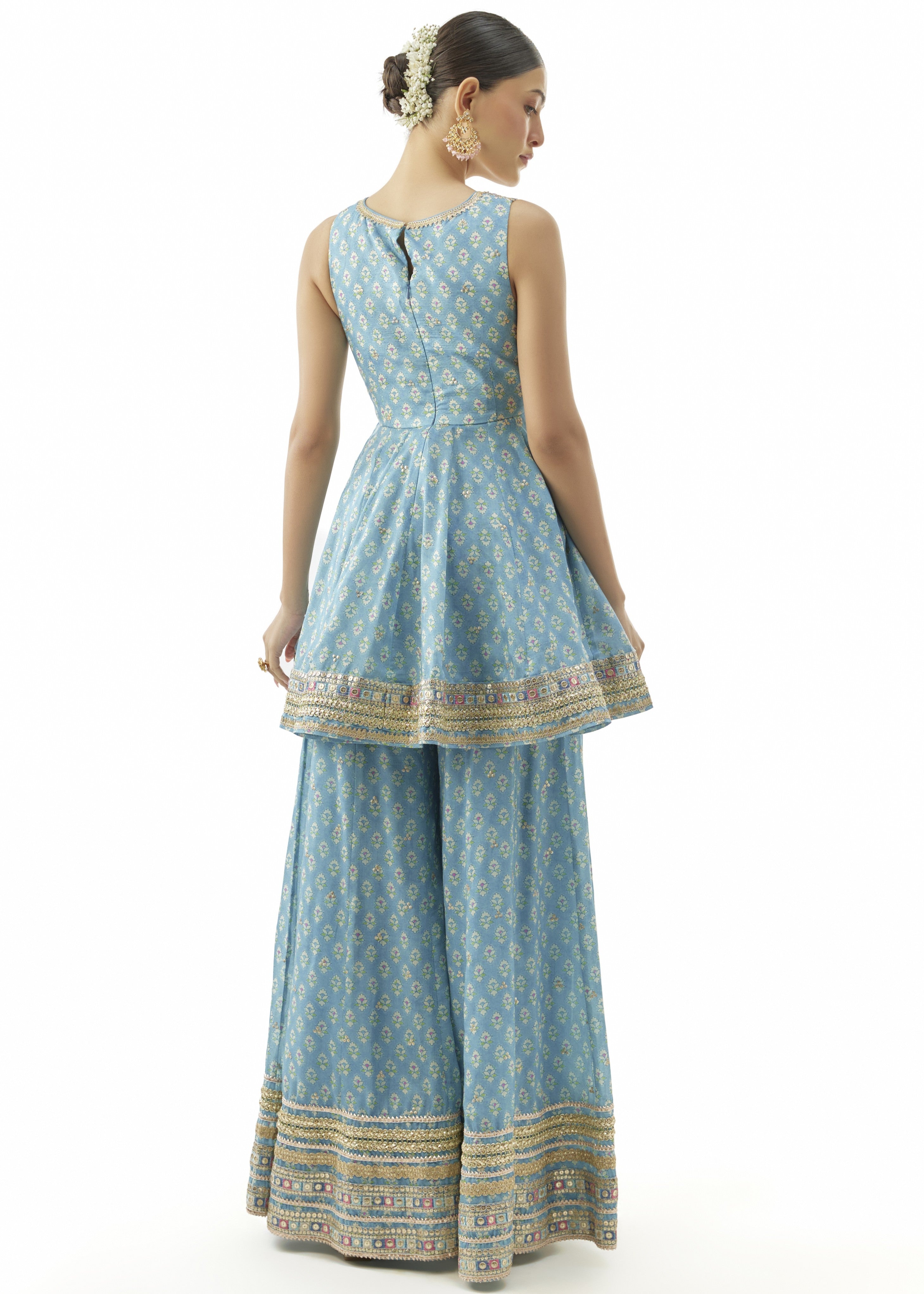 Blue Simoni Peplum Set