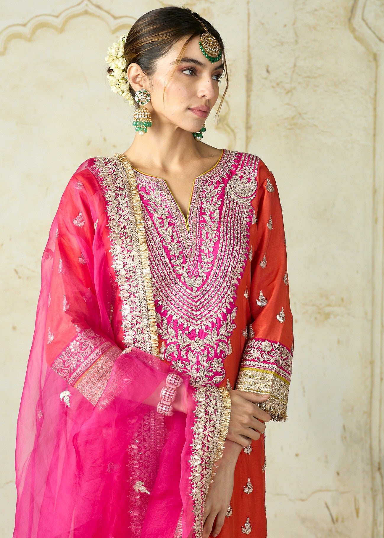 Orange Fitoor Sharara Set