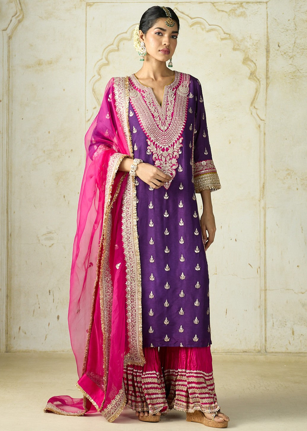 Purple Fitoor Sharara Set