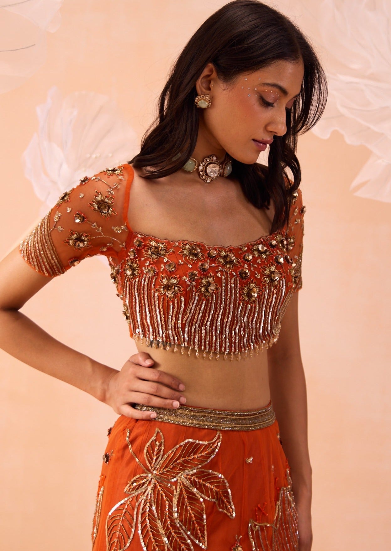 Burnt Orange Lehenga Set