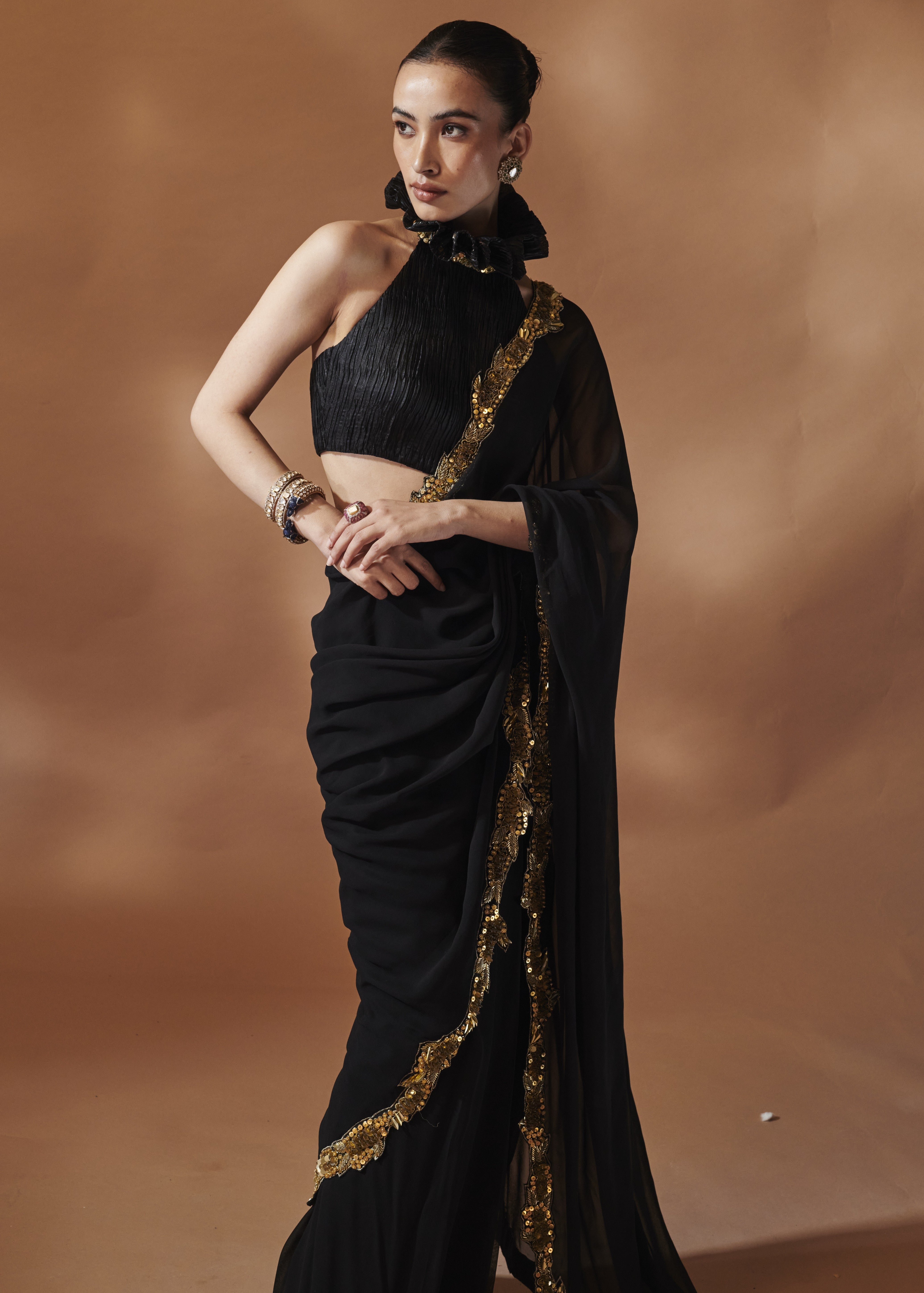Black and Gold Sari