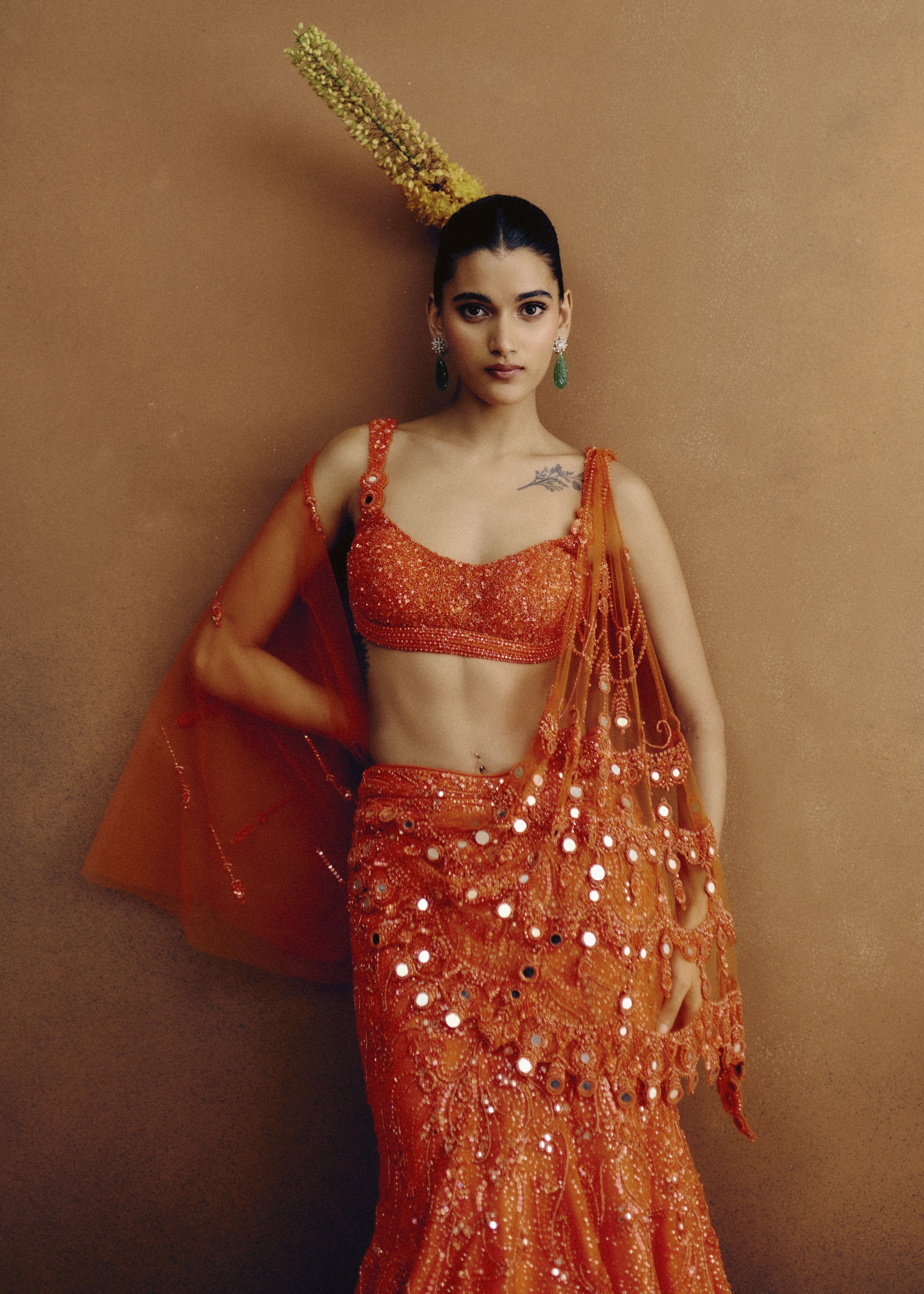 Molten Sunset Drape Sari