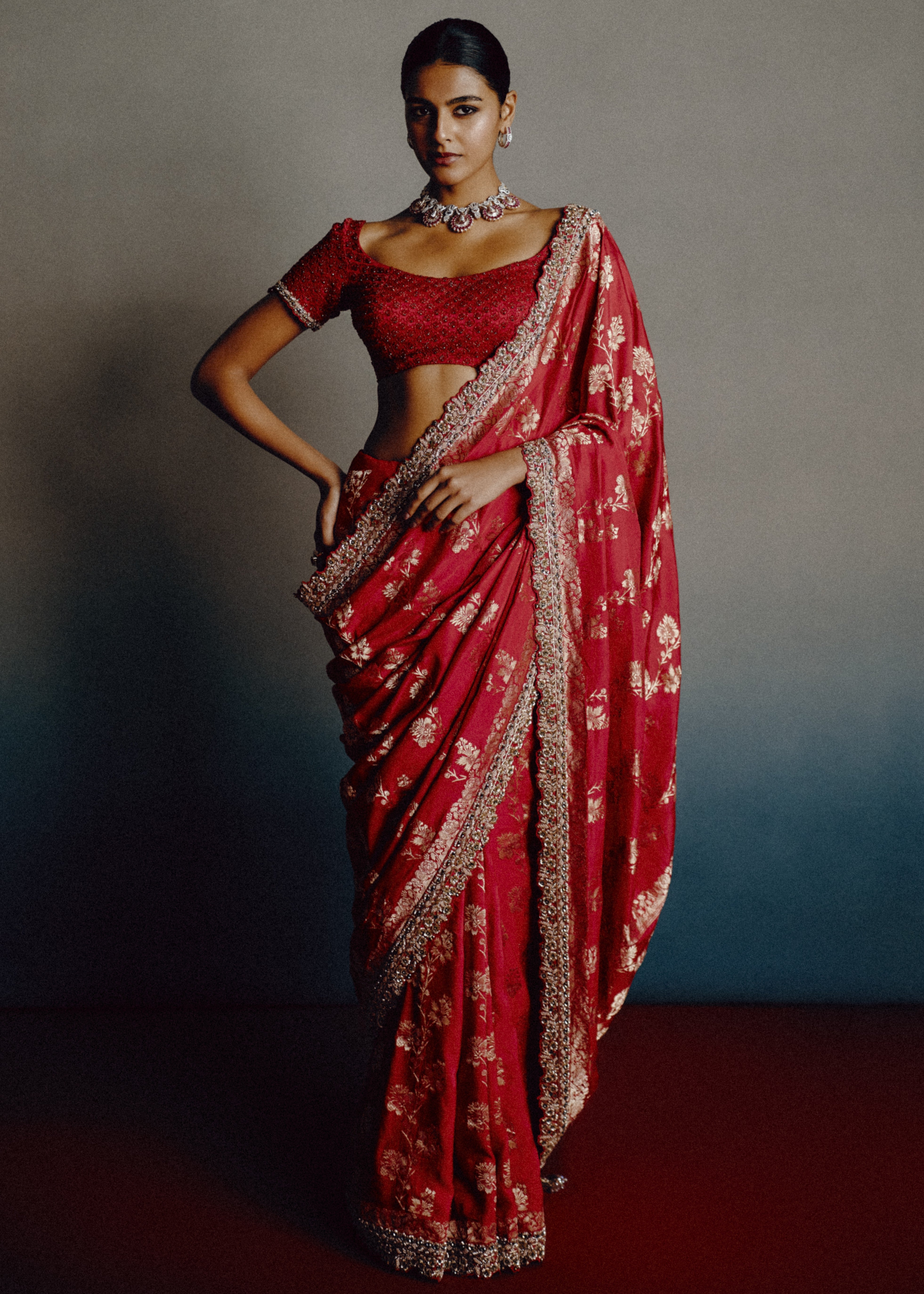 Roselle Banarasi Sari