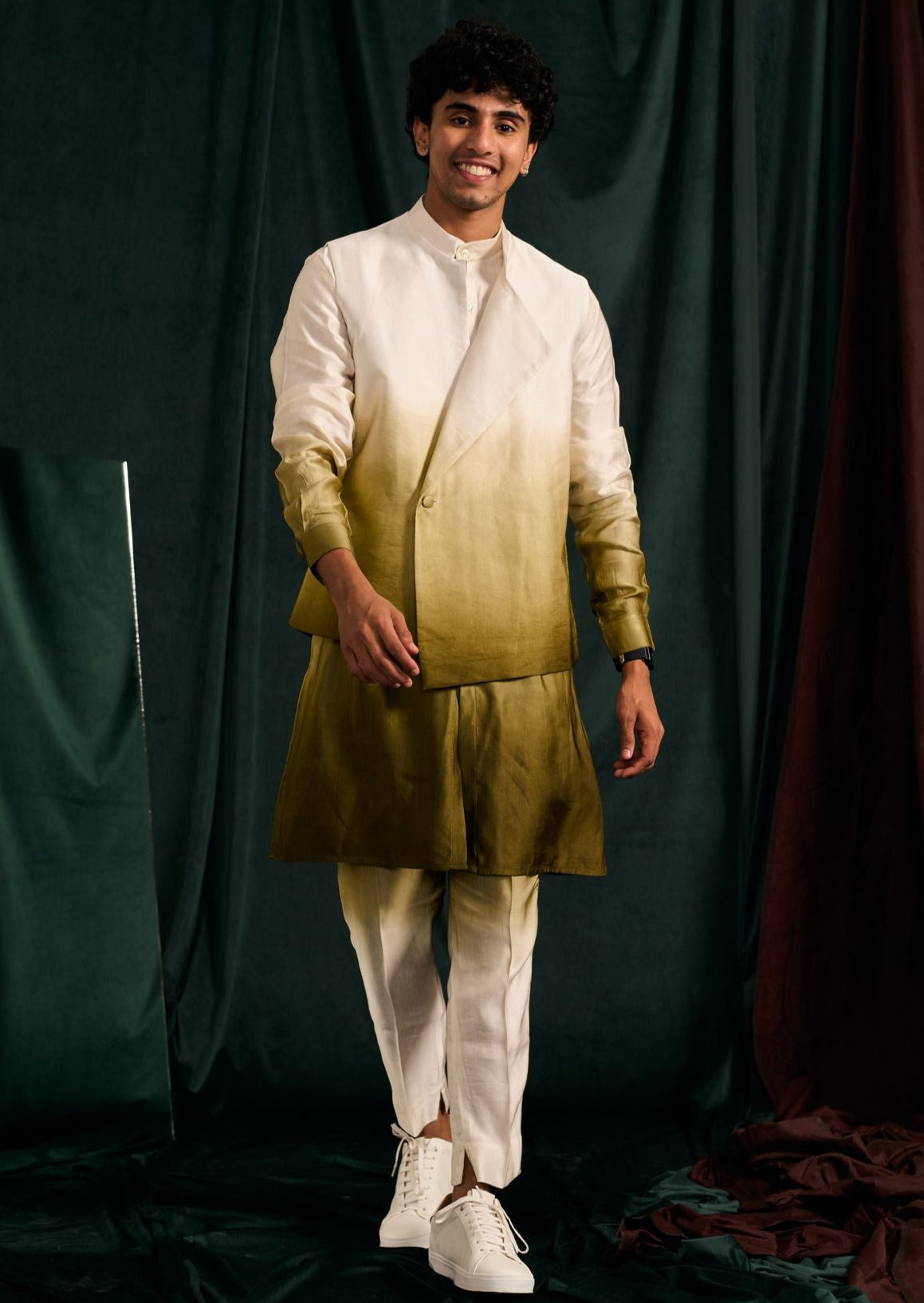 Moss Ombre Modal Linen Asymmetric Bandi