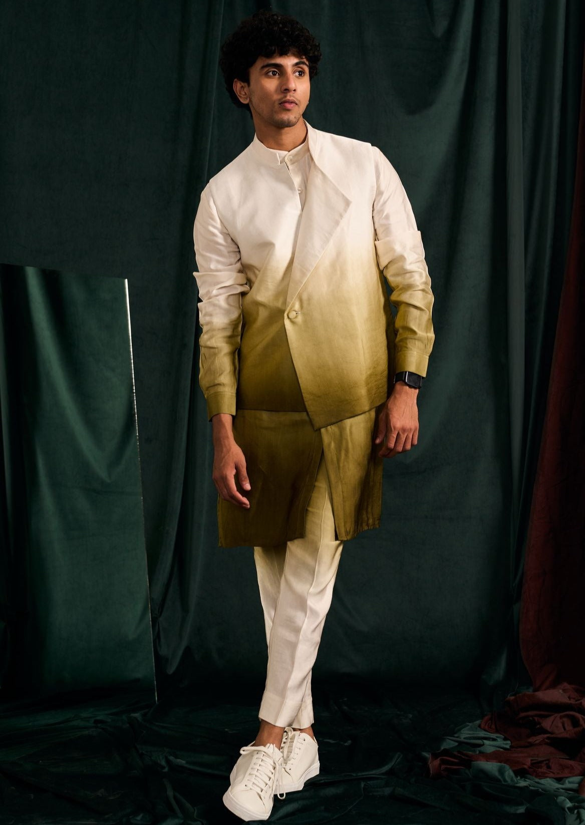 Moss Ombre Modal Linen Asymmetric Bandi
