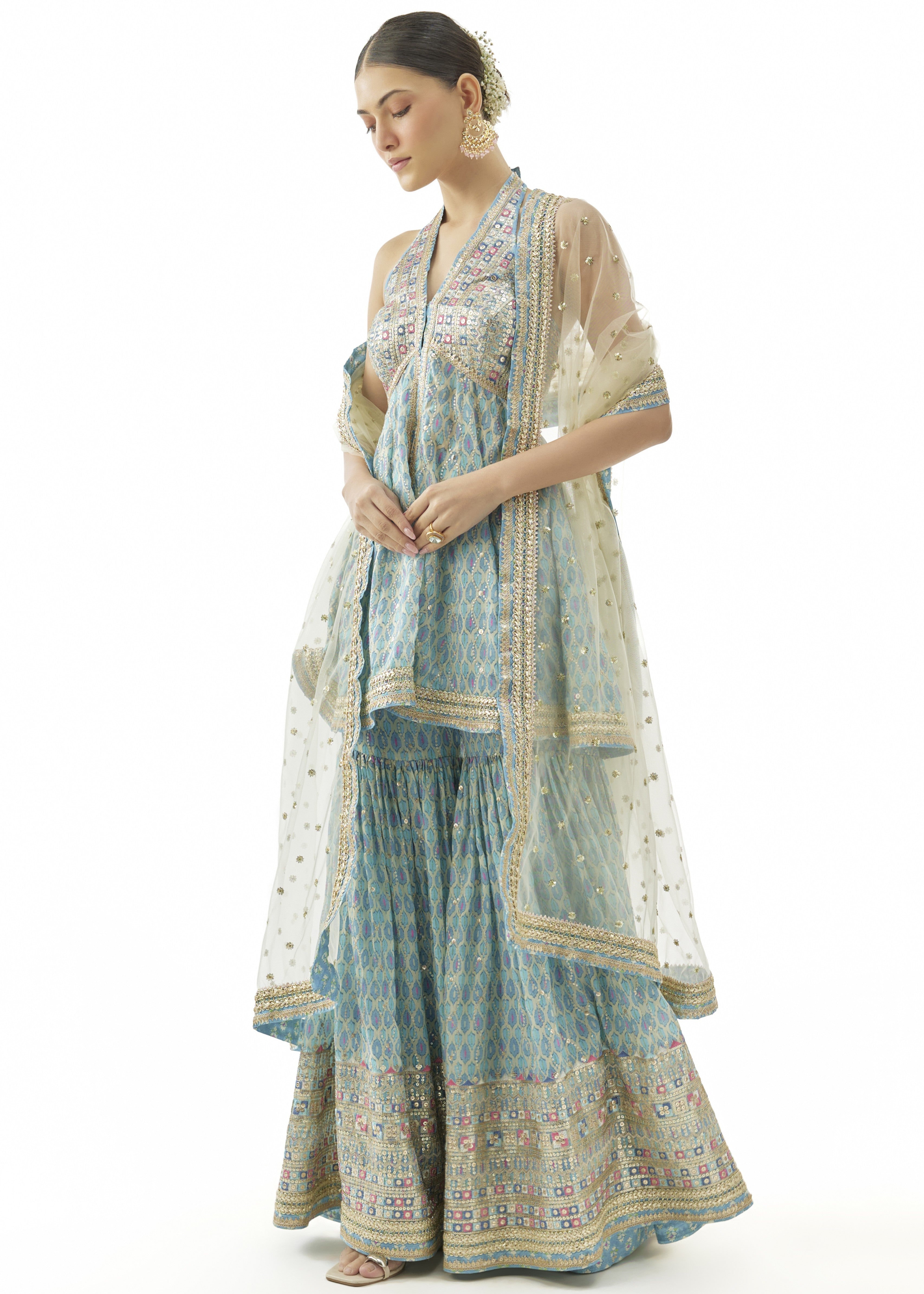 Blue Janhavi Peplum Set