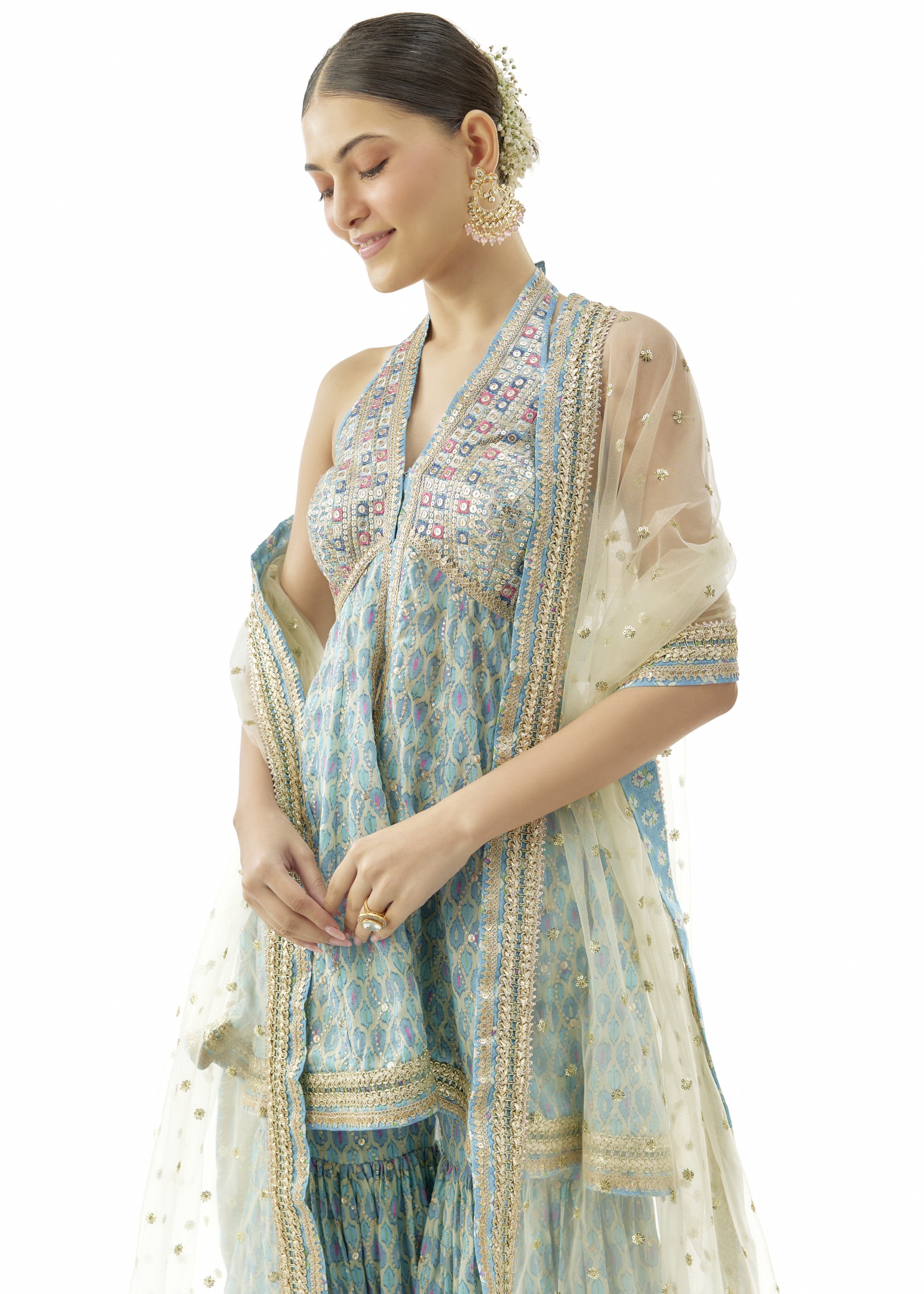 Blue Janhavi Peplum Set