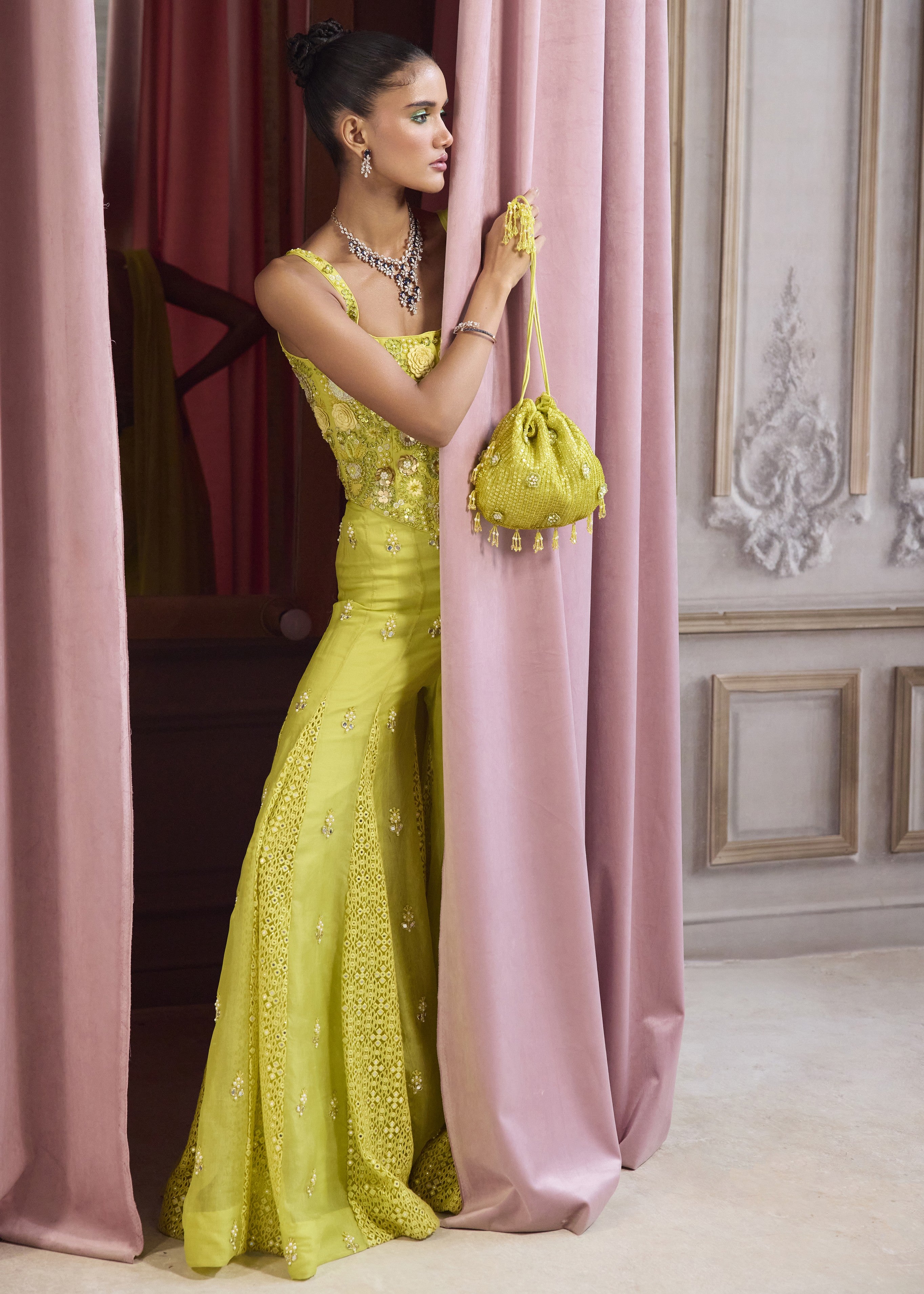 Neon Green Corset With Sharara