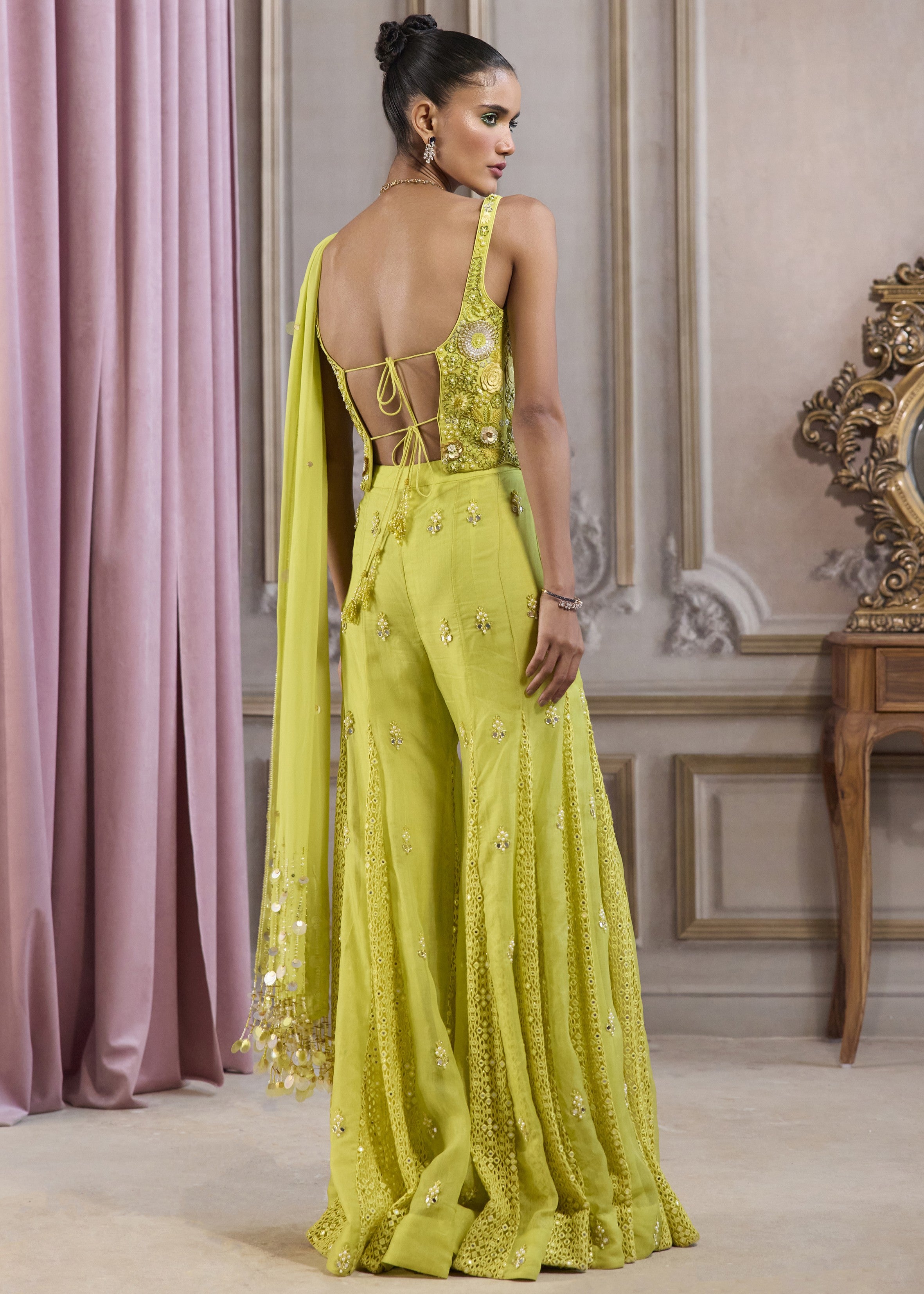 Neon Green Corset With Sharara