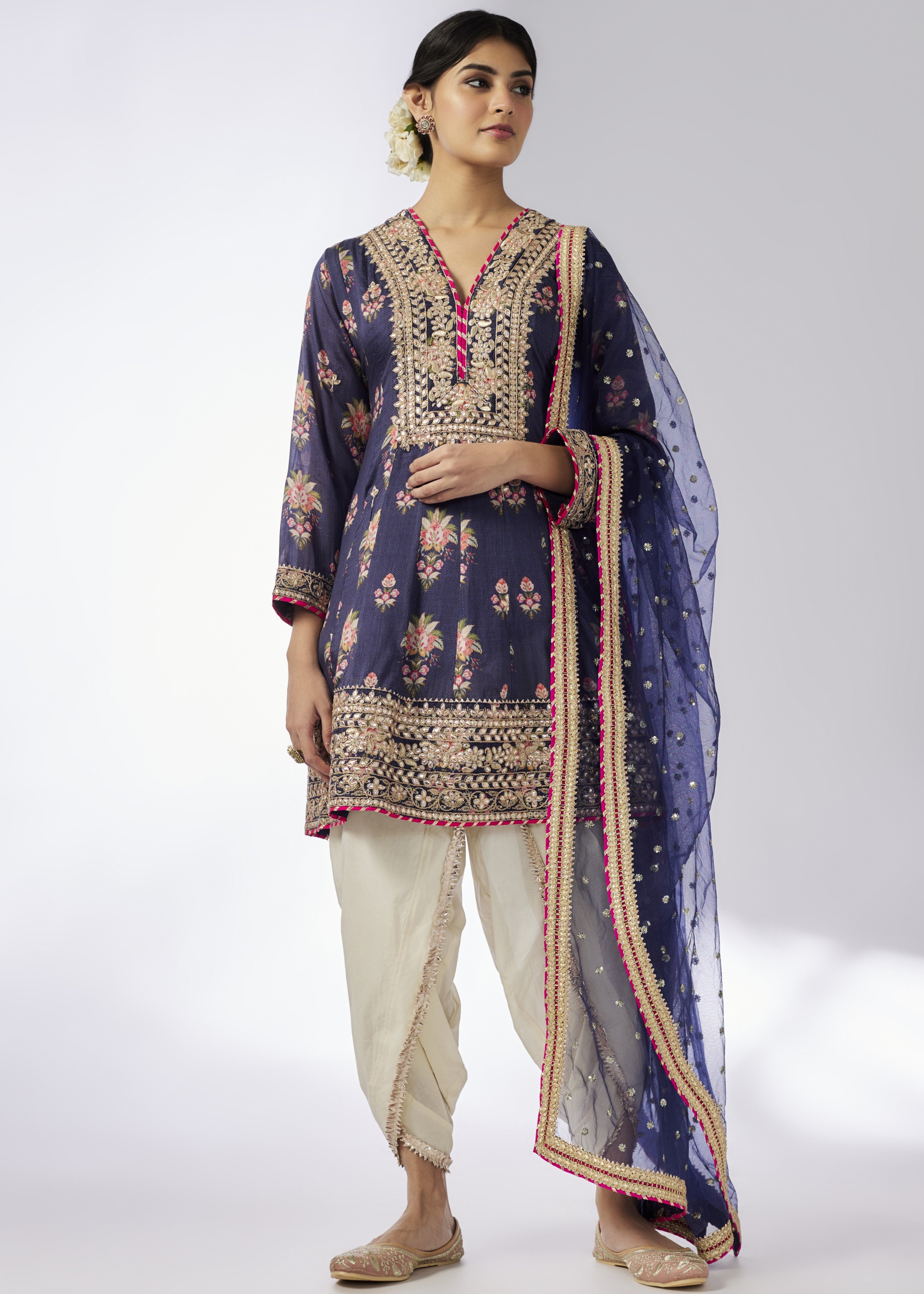 Navy Ekta Ag Dhoti Set