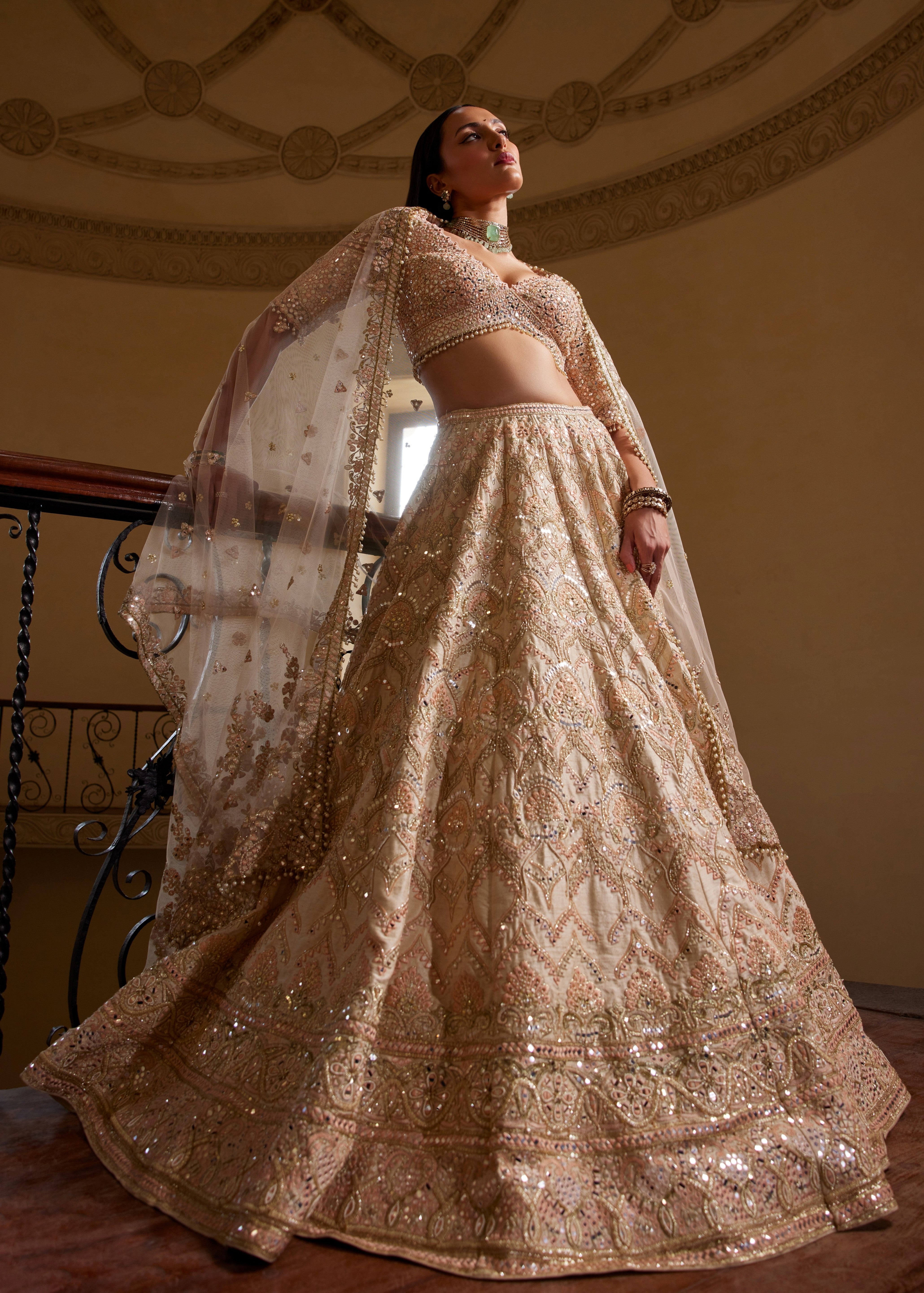 Peach Mirror Lehenga Set
