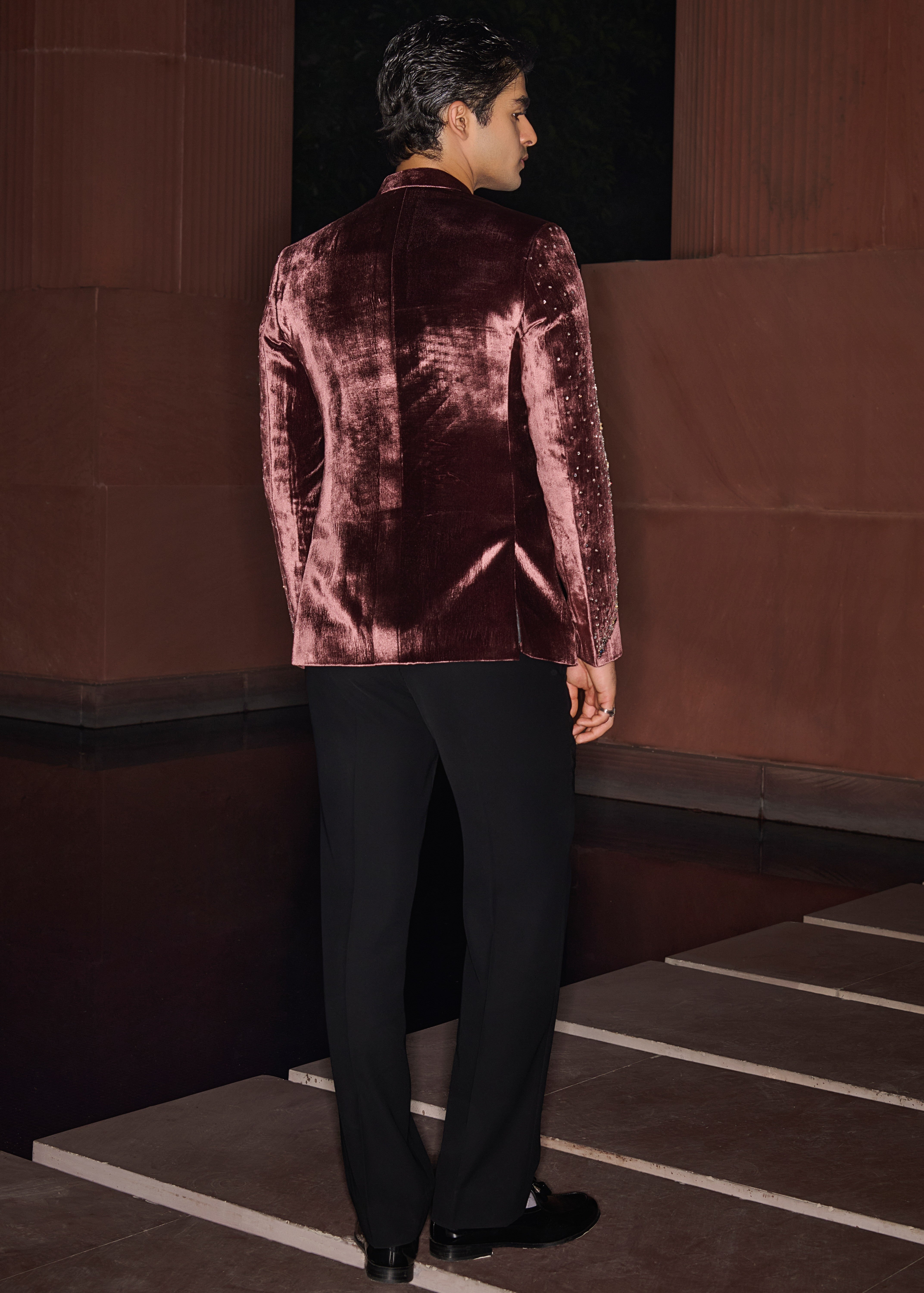 Velvet Ember Bandhgala Set