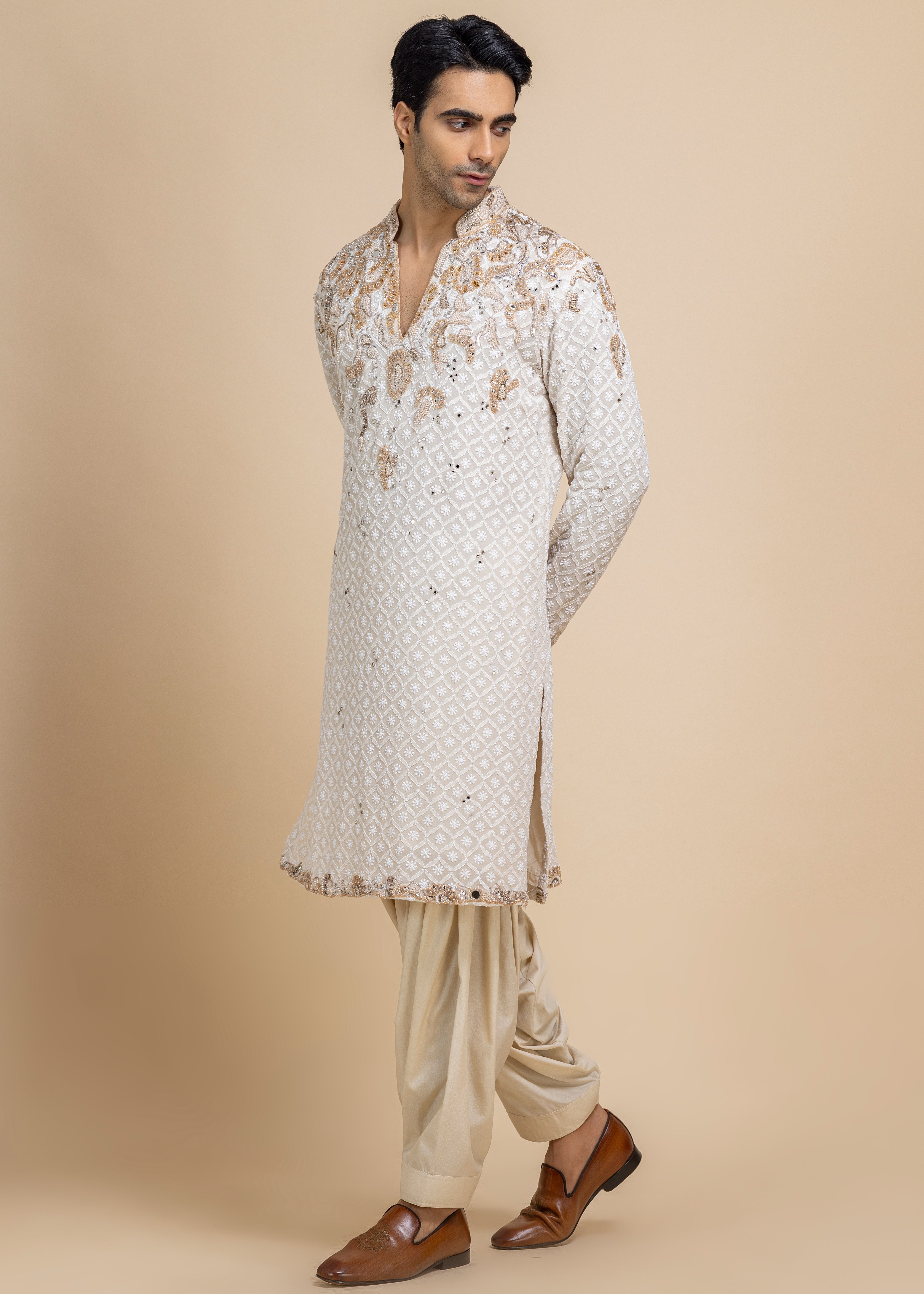 Pearl Gold Chikankari Kurta & Salwar