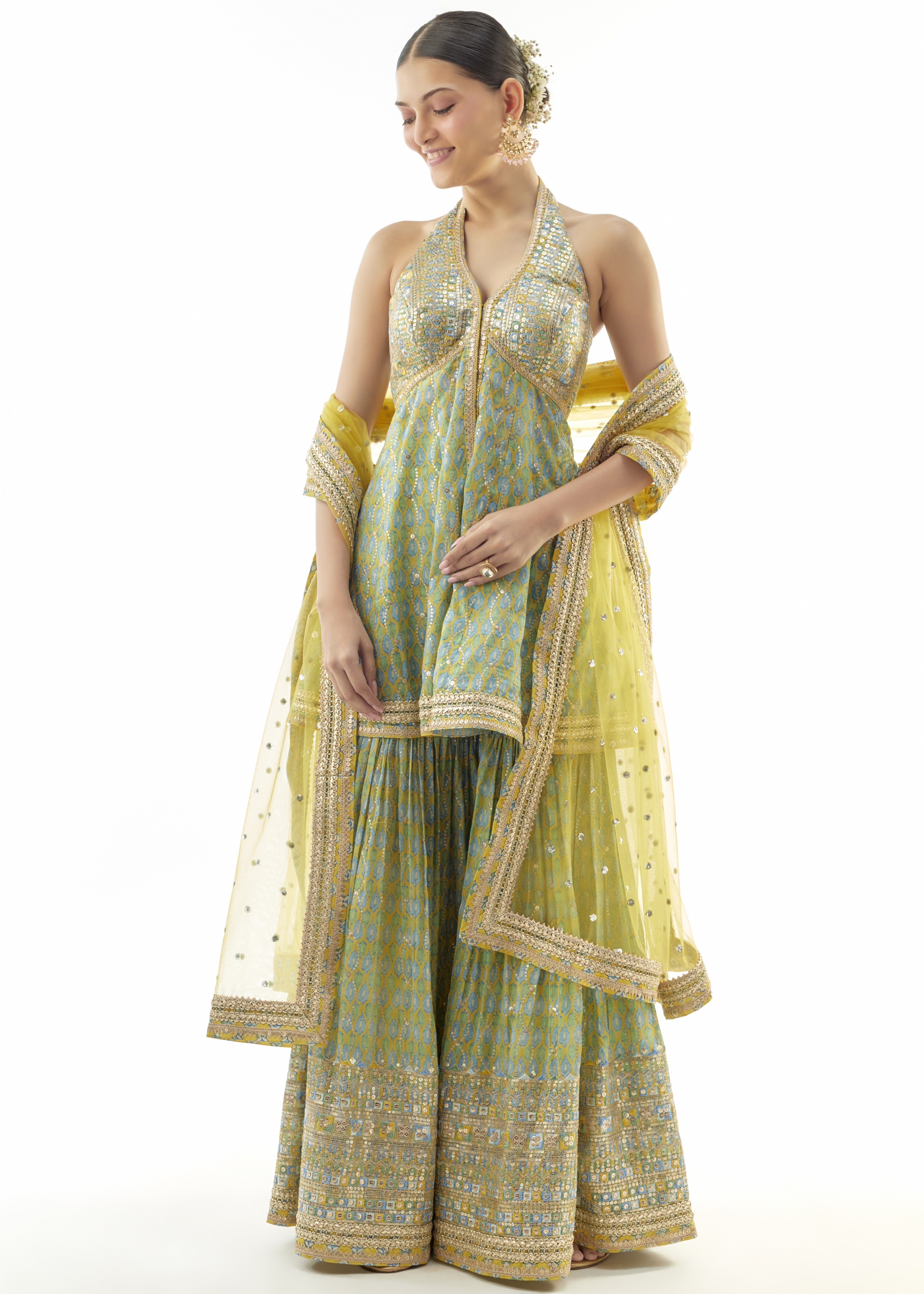 Yellow Janhavi Peplum Set