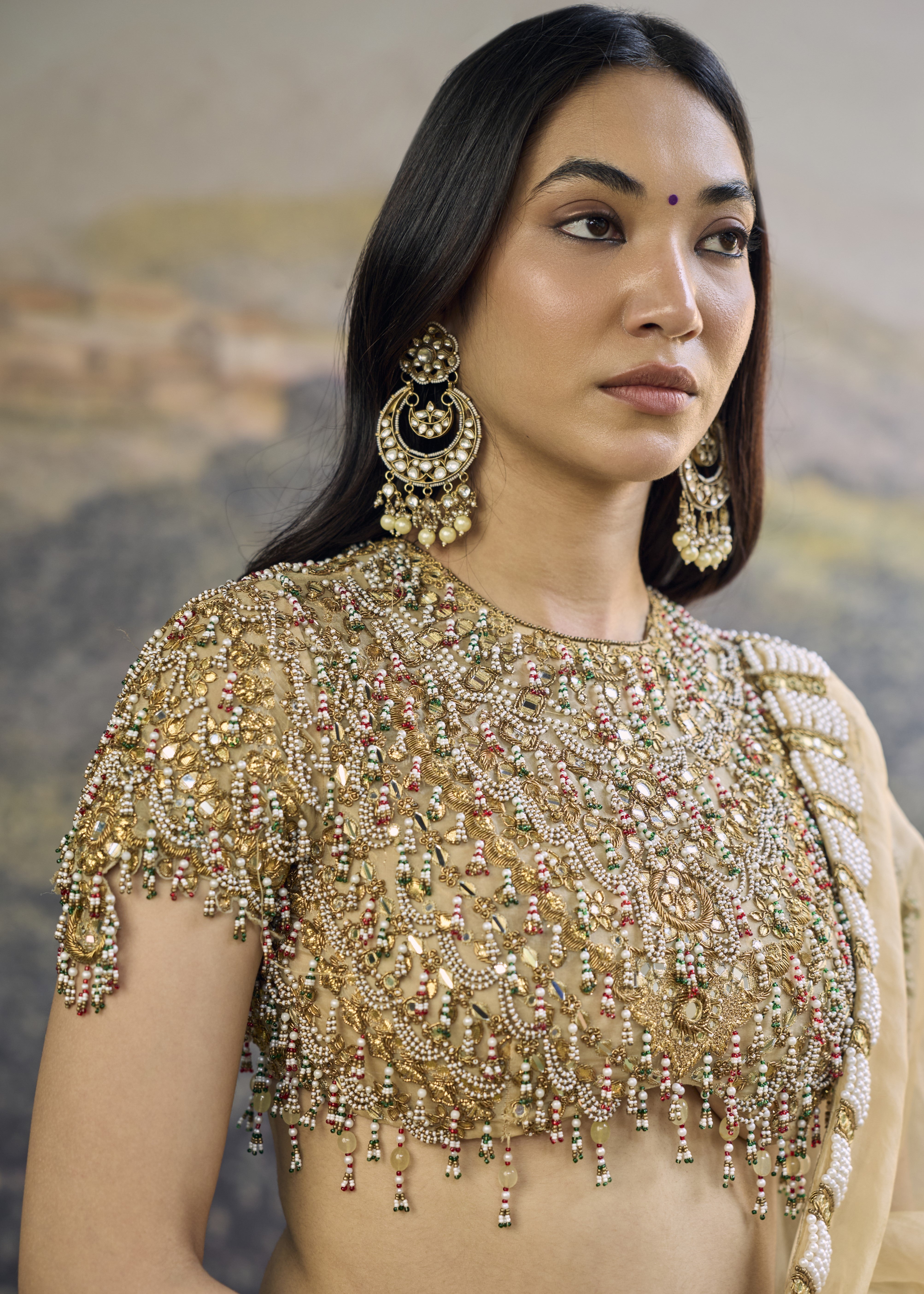 Kahani Jadau Organza Sari Set