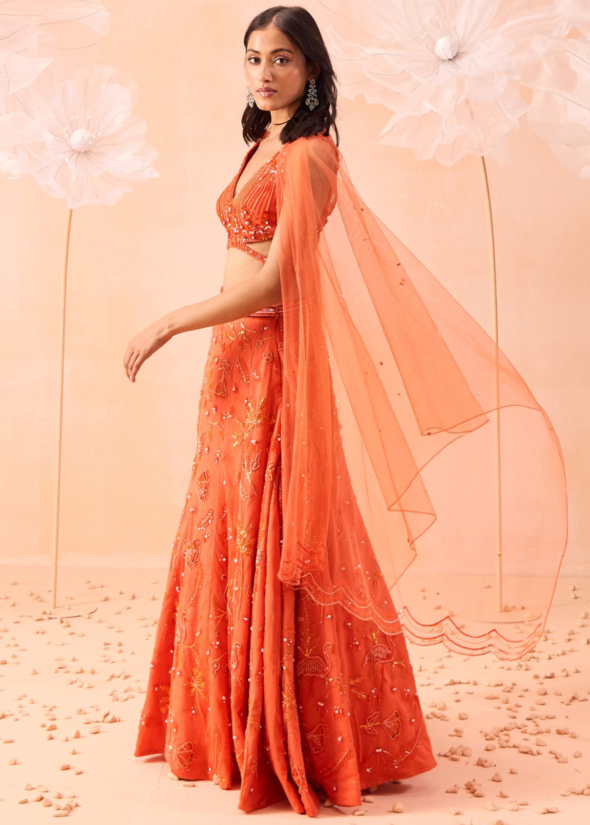 Candy Orange Lehenga Set