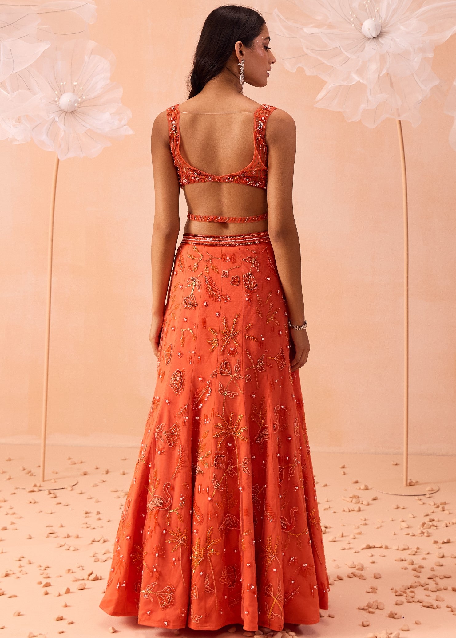 Candy Orange Lehenga Set