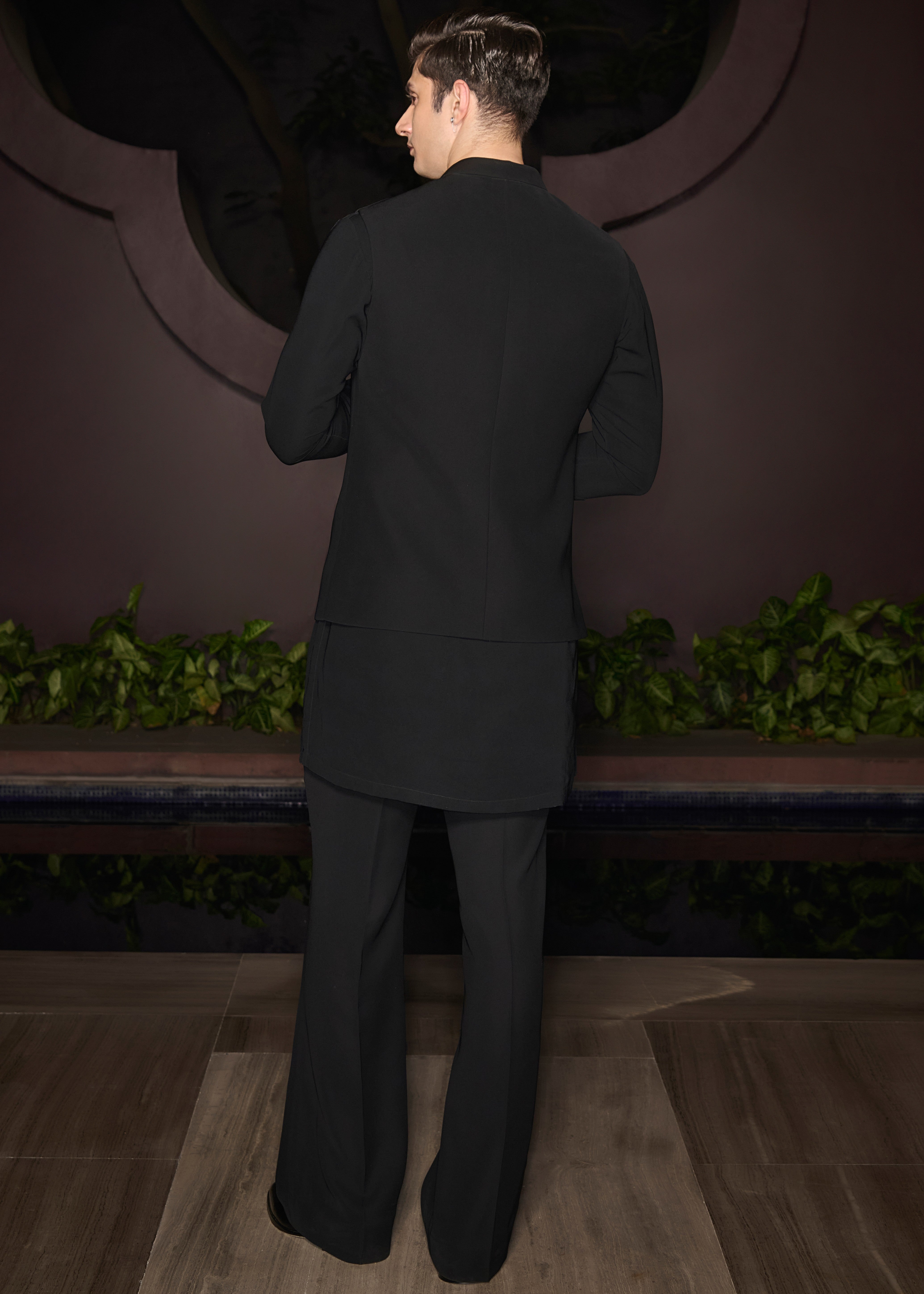 Noir Crest Nehru Jacket Set