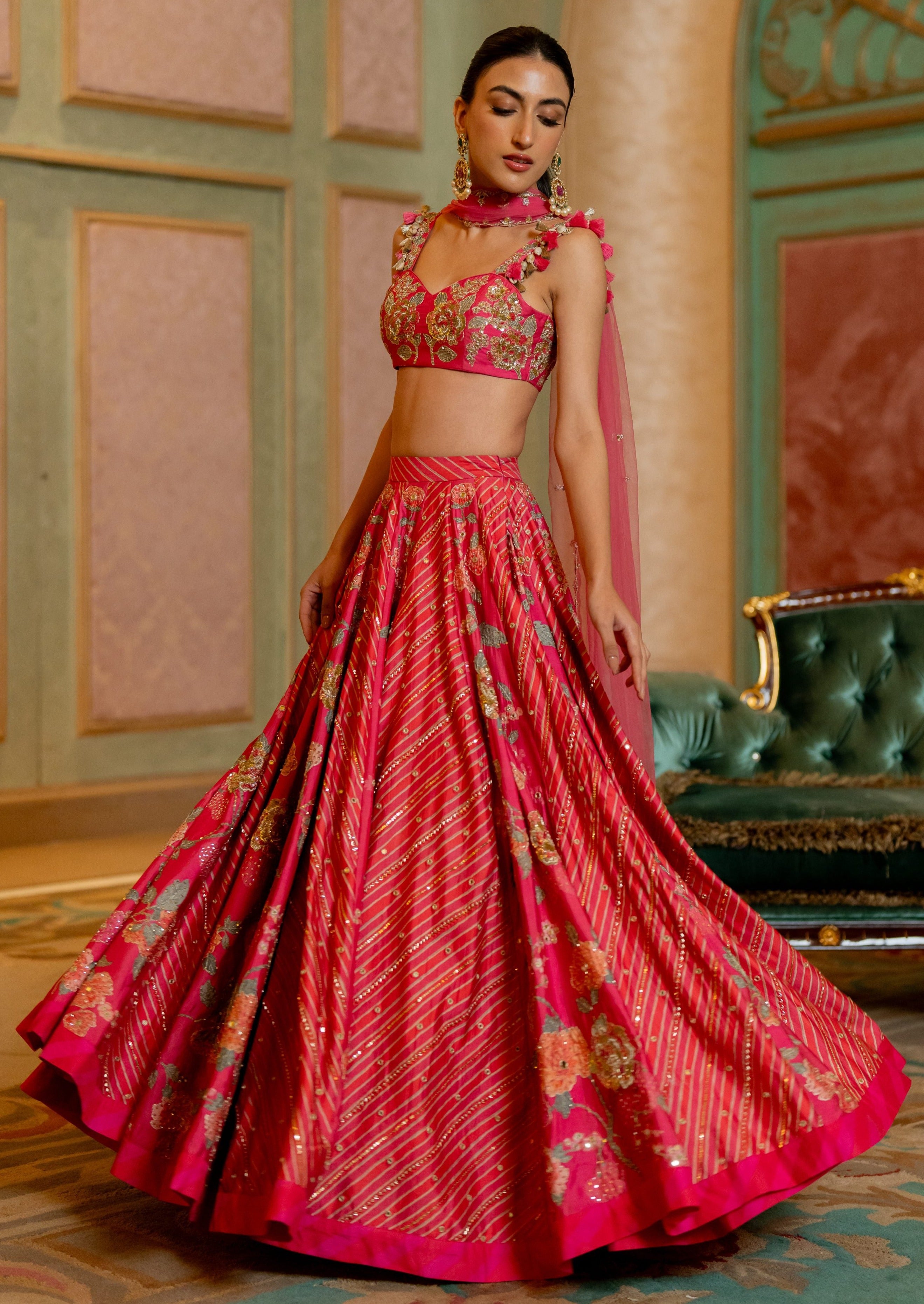Blooming Floral Printed Lehenga Set
