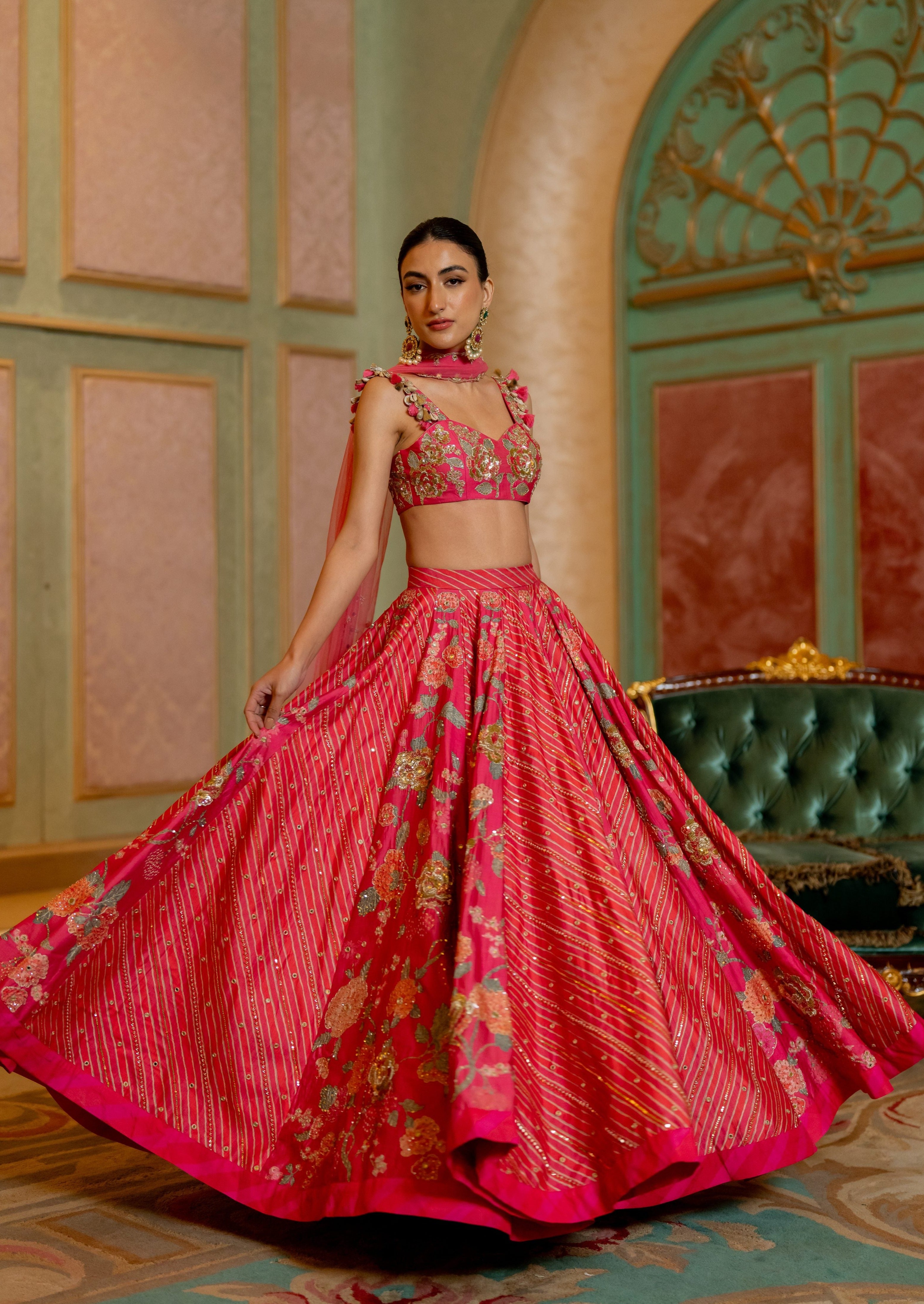Blooming Floral Printed Lehenga Set