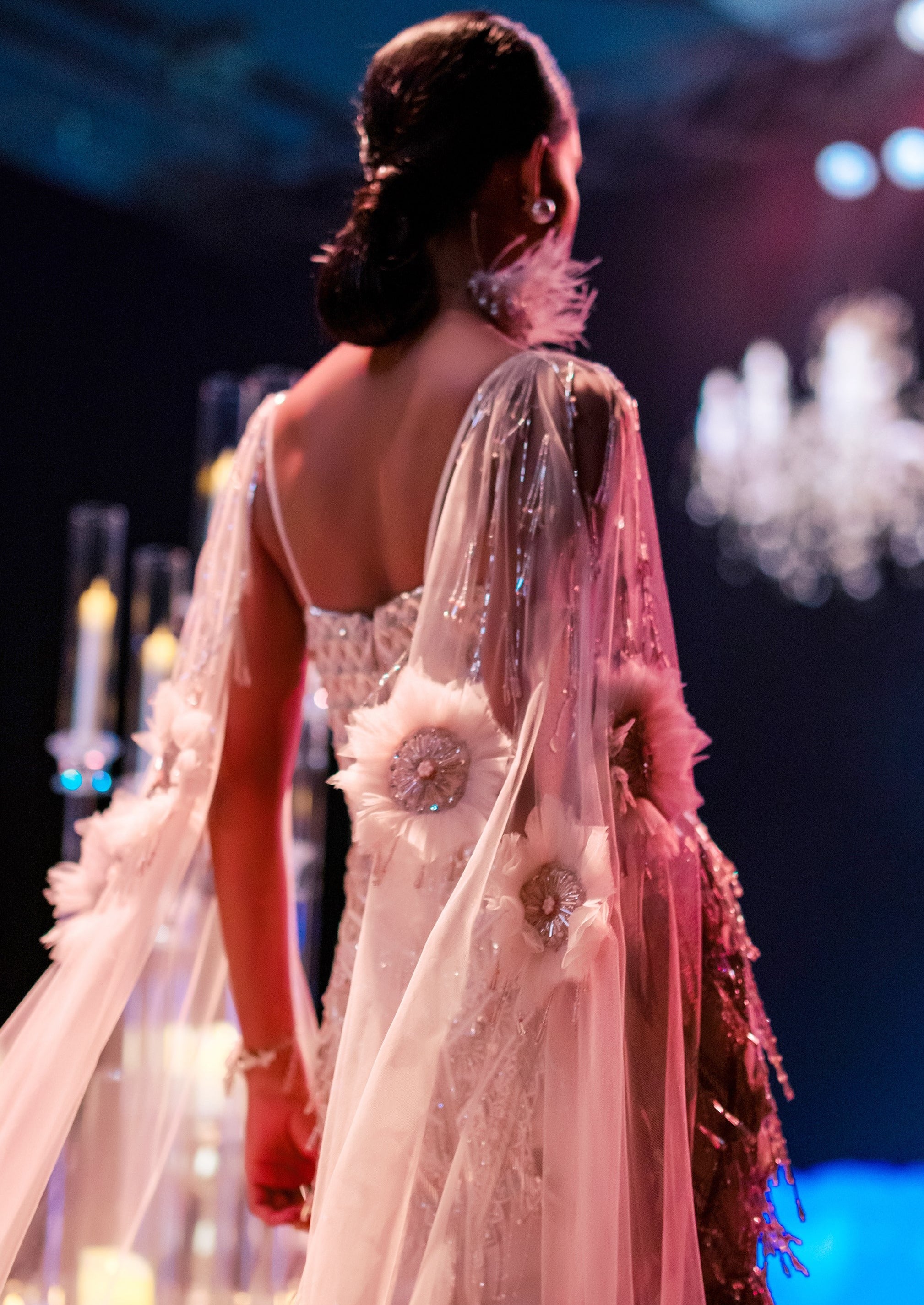 White Pearl Frill Long Jacket and Gown White Pearl Frill Long Jacket and Gown