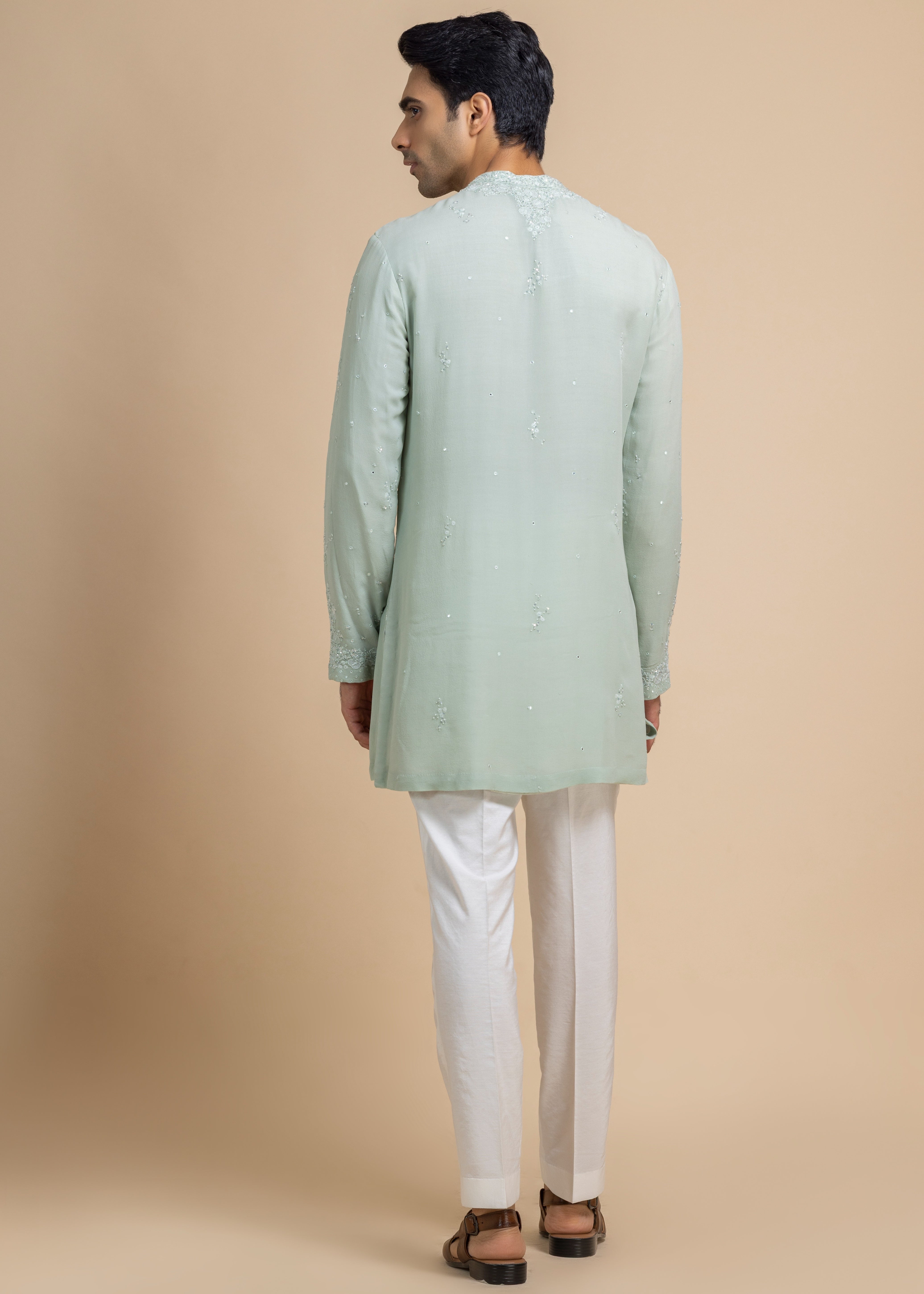 Verde Kurta And White Pant Set