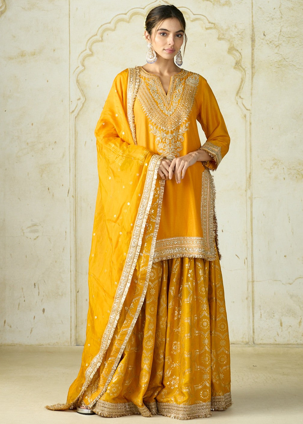 Mustard Yellow Ameena Sharara Set