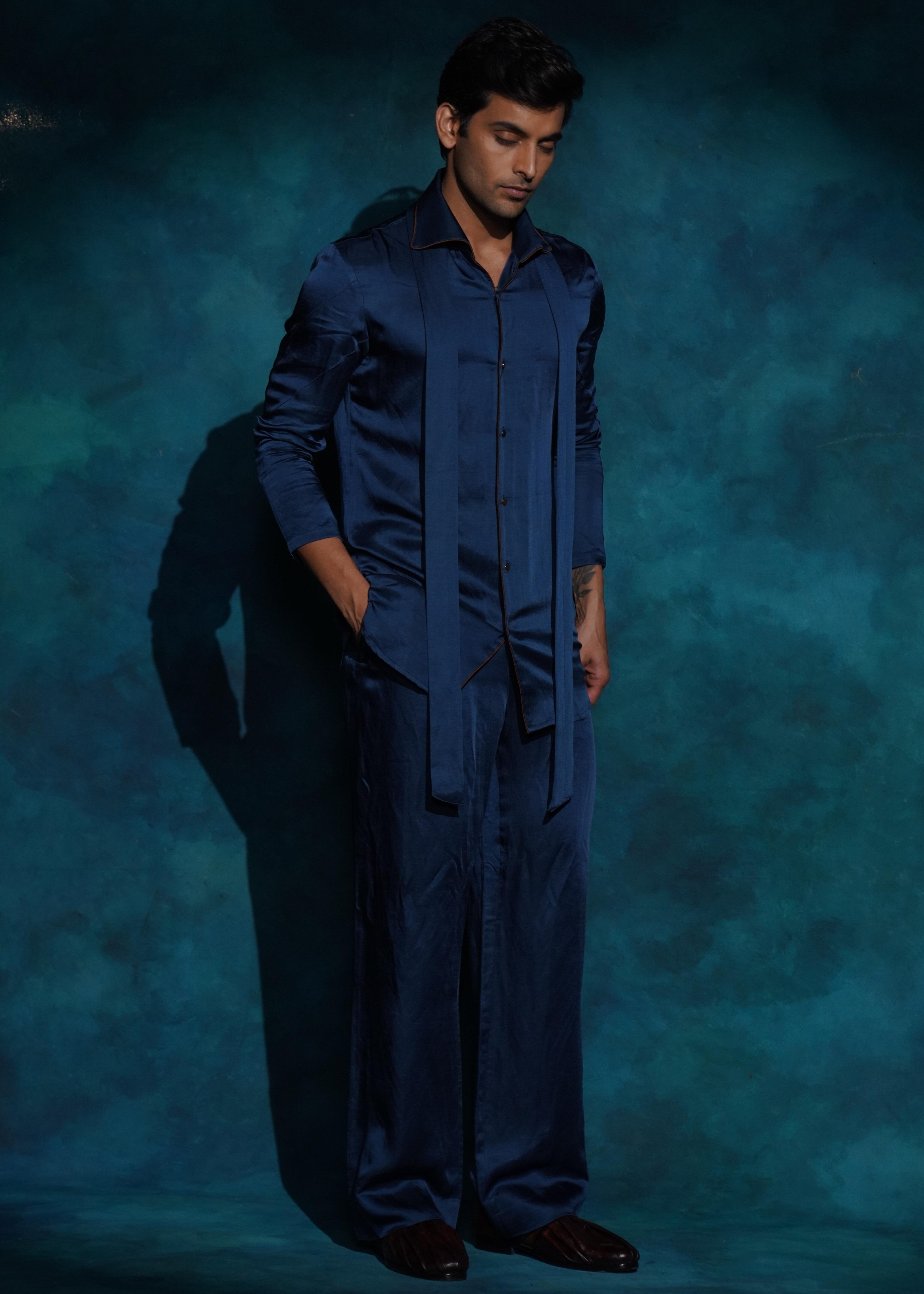 Teal Shirt Kurta Set