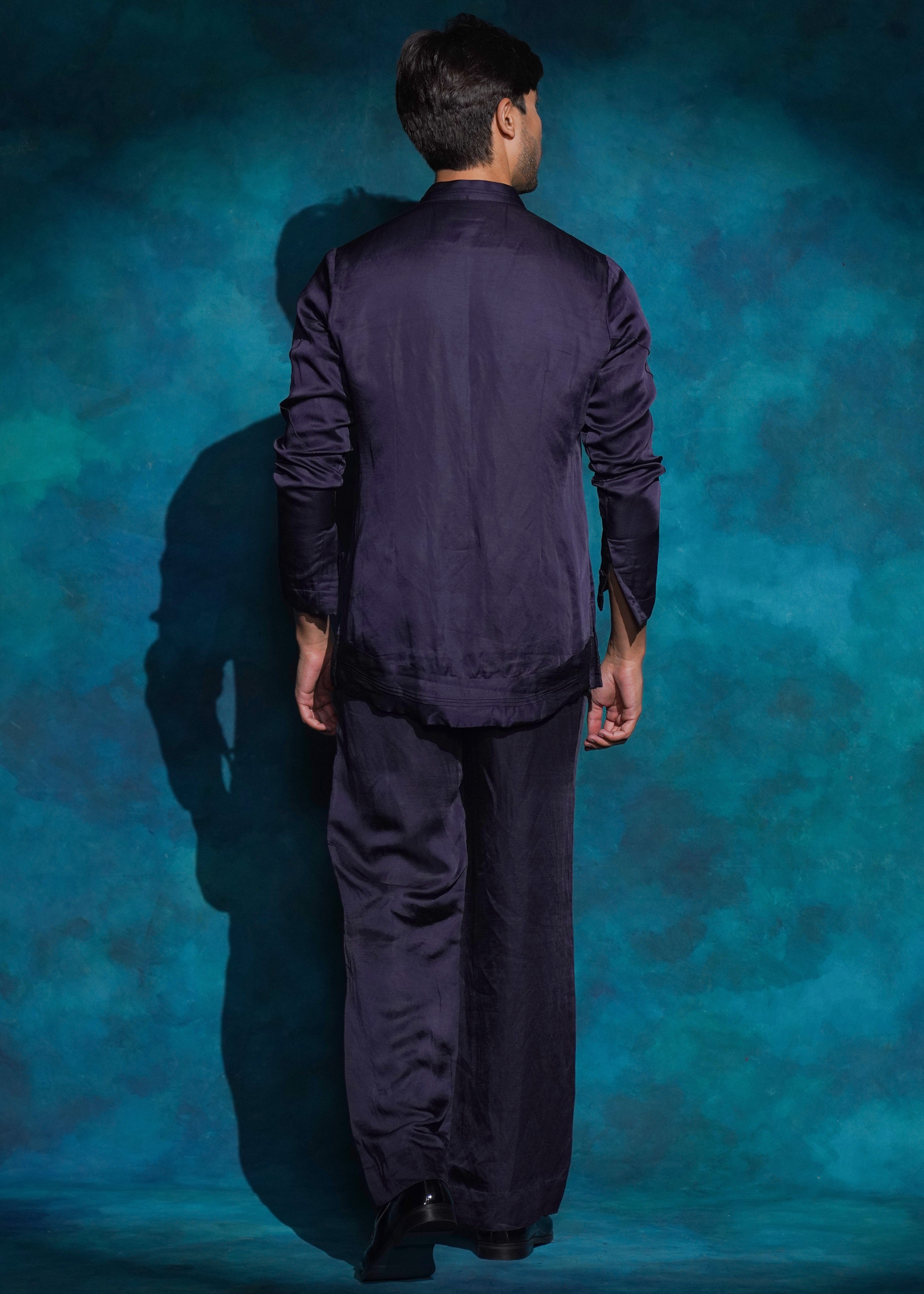 Midnight Blue Potli Button Kurta Set