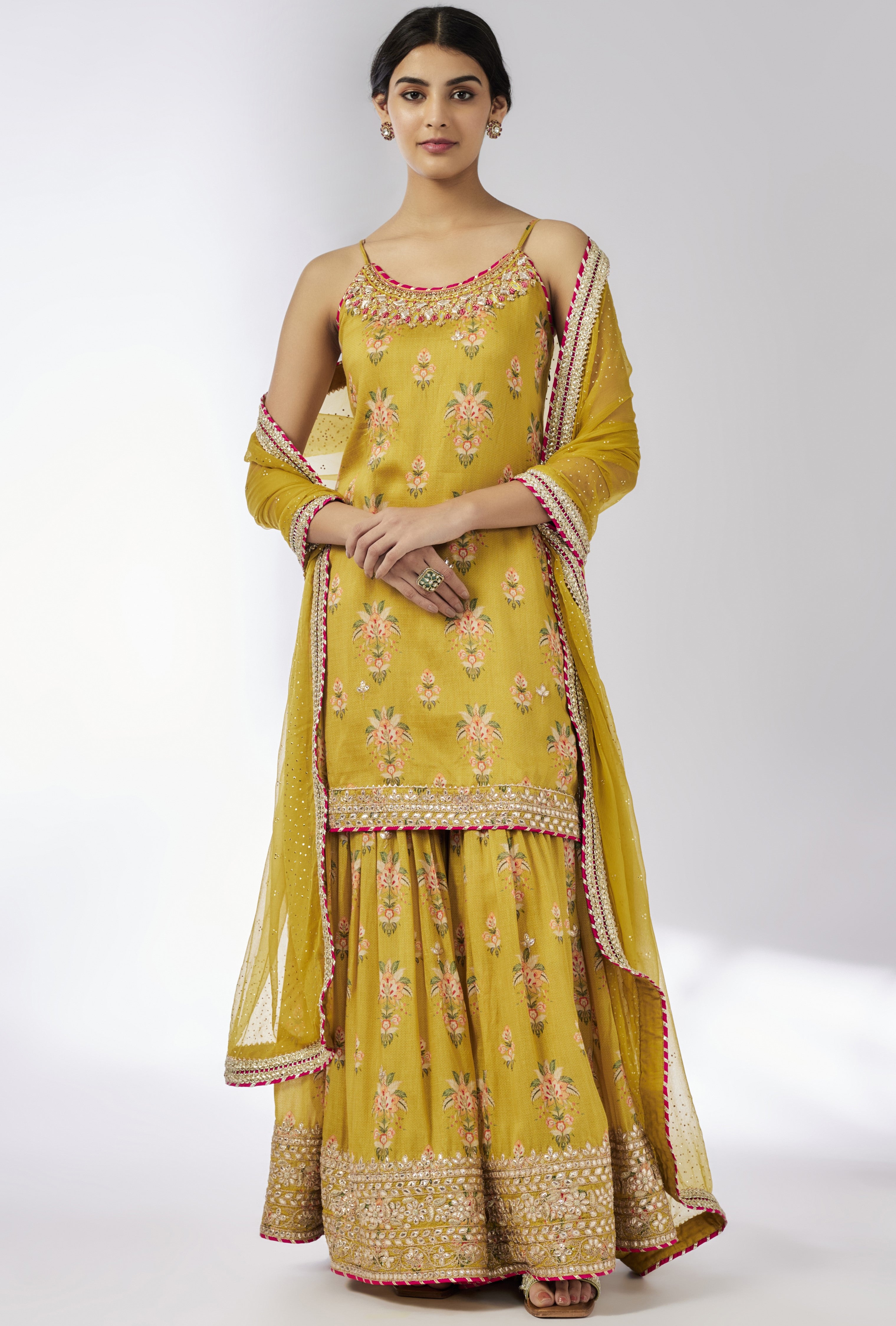 Mustard Advika Strappy Sharara Set