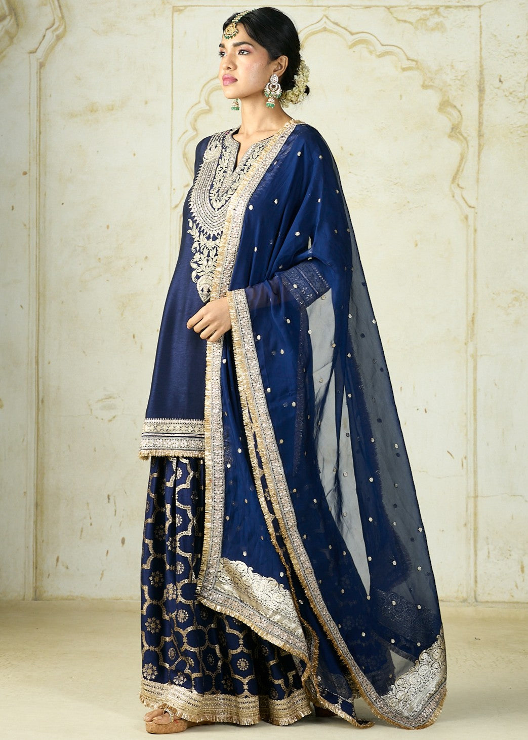 Navy Ameena Sharara Set