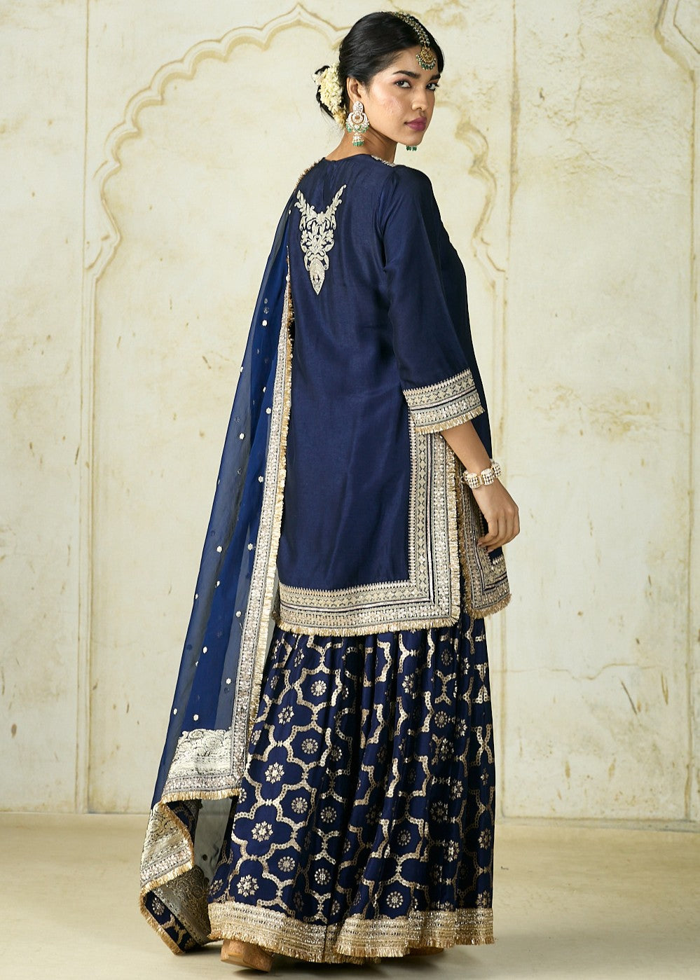 Navy Ameena Sharara Set