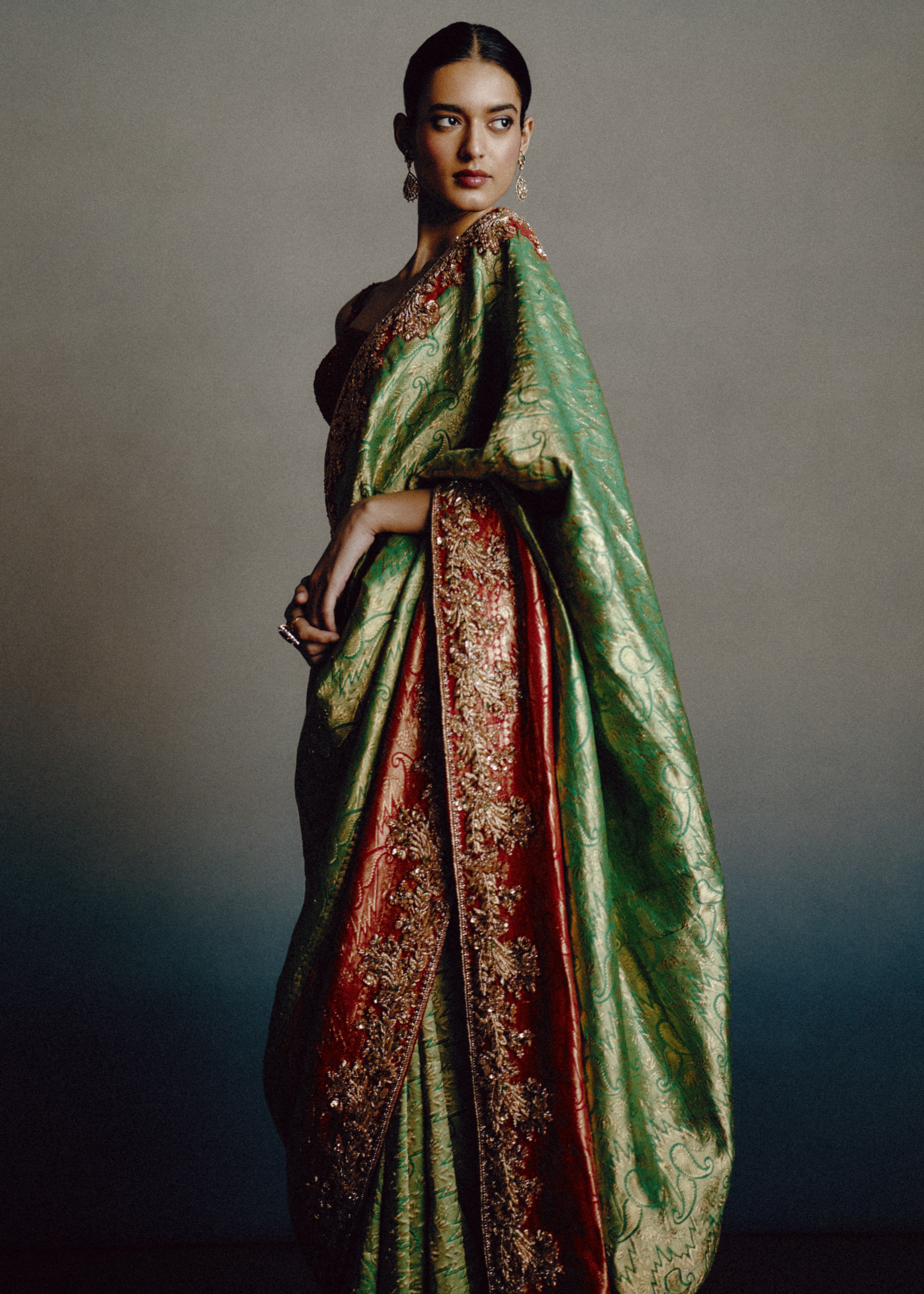 Verdant Rouge Banarasi Sari