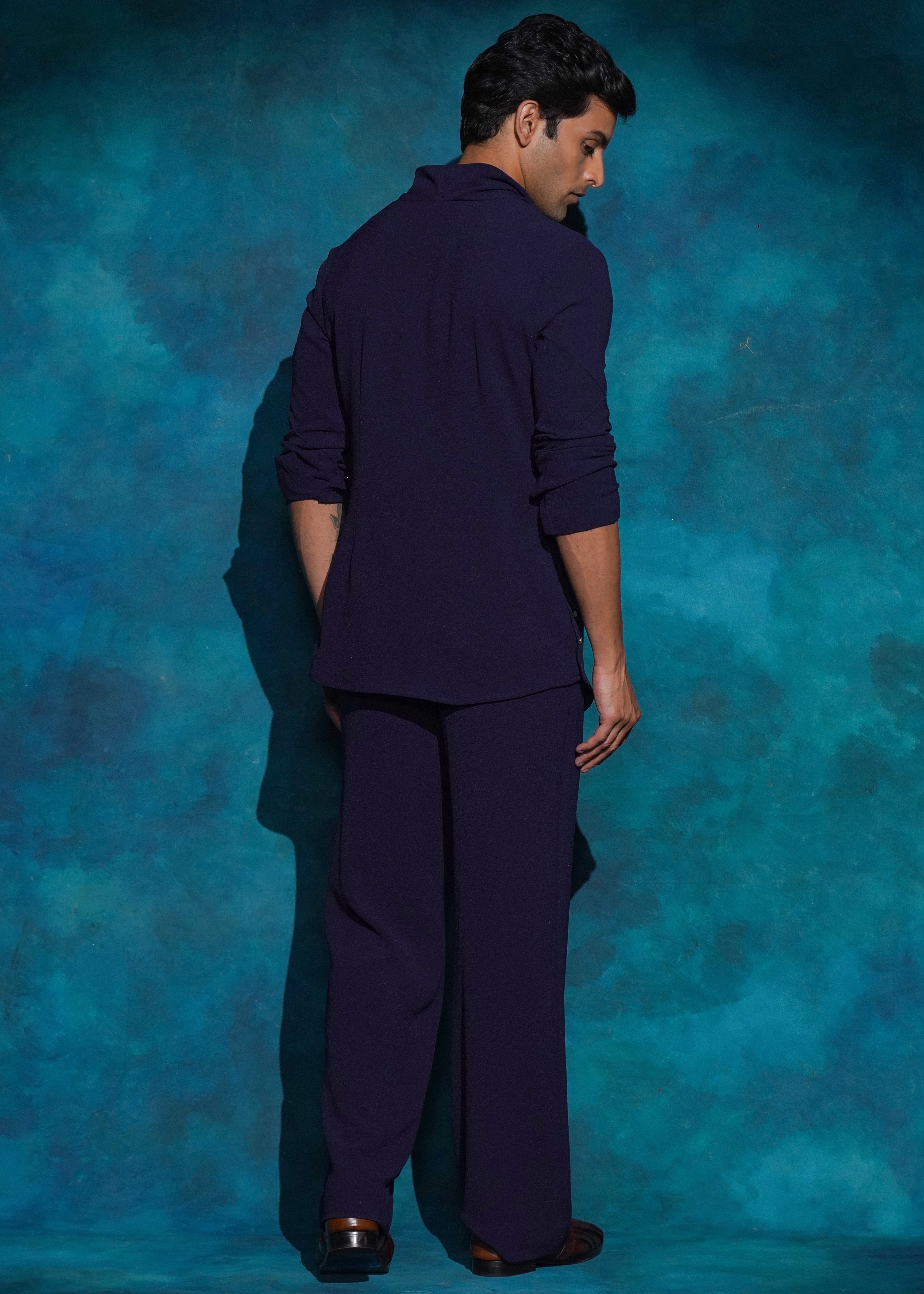 Midnight Blue Cowl Kurta Set