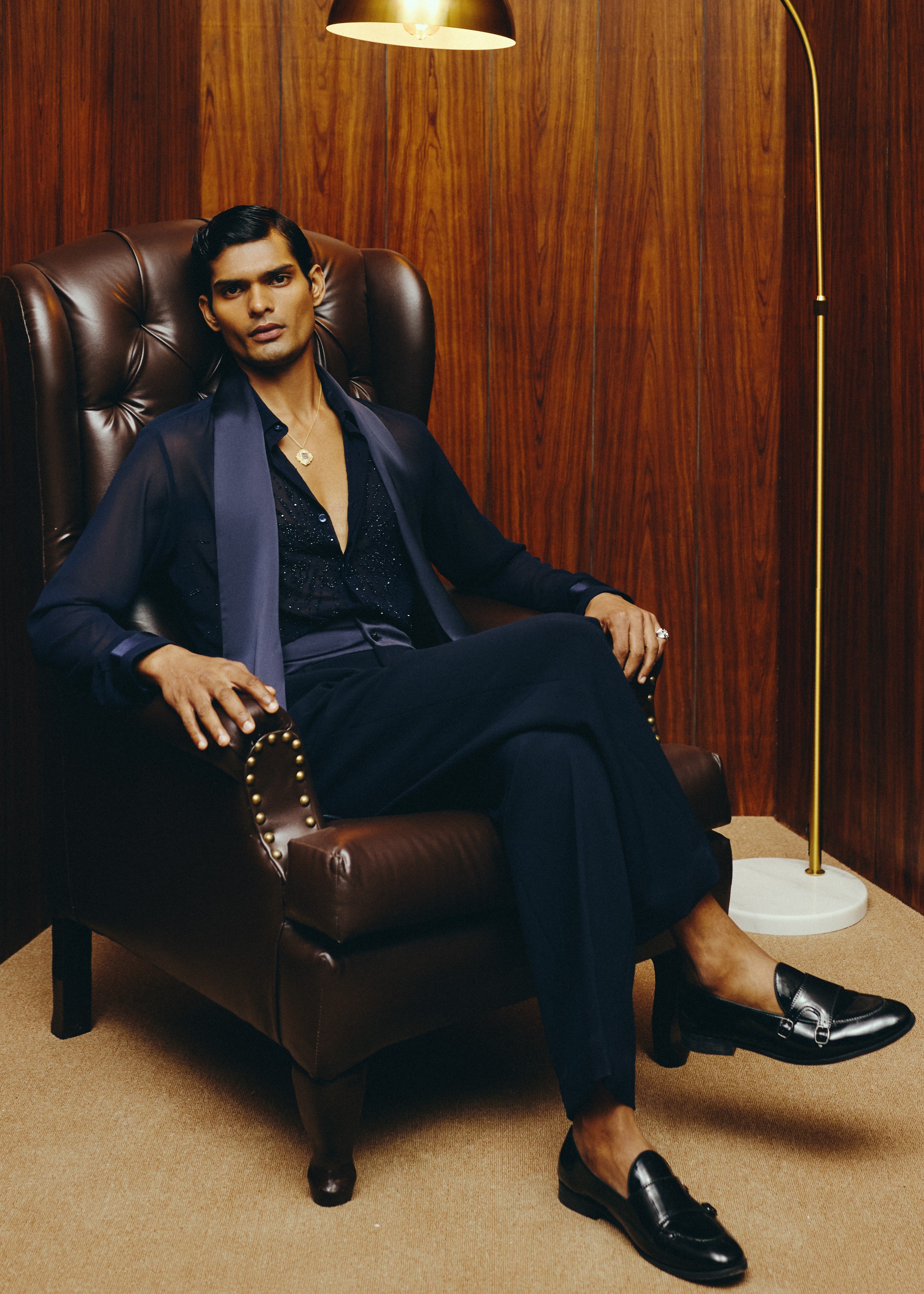 Navy Nocturne Shirt And Pant Set