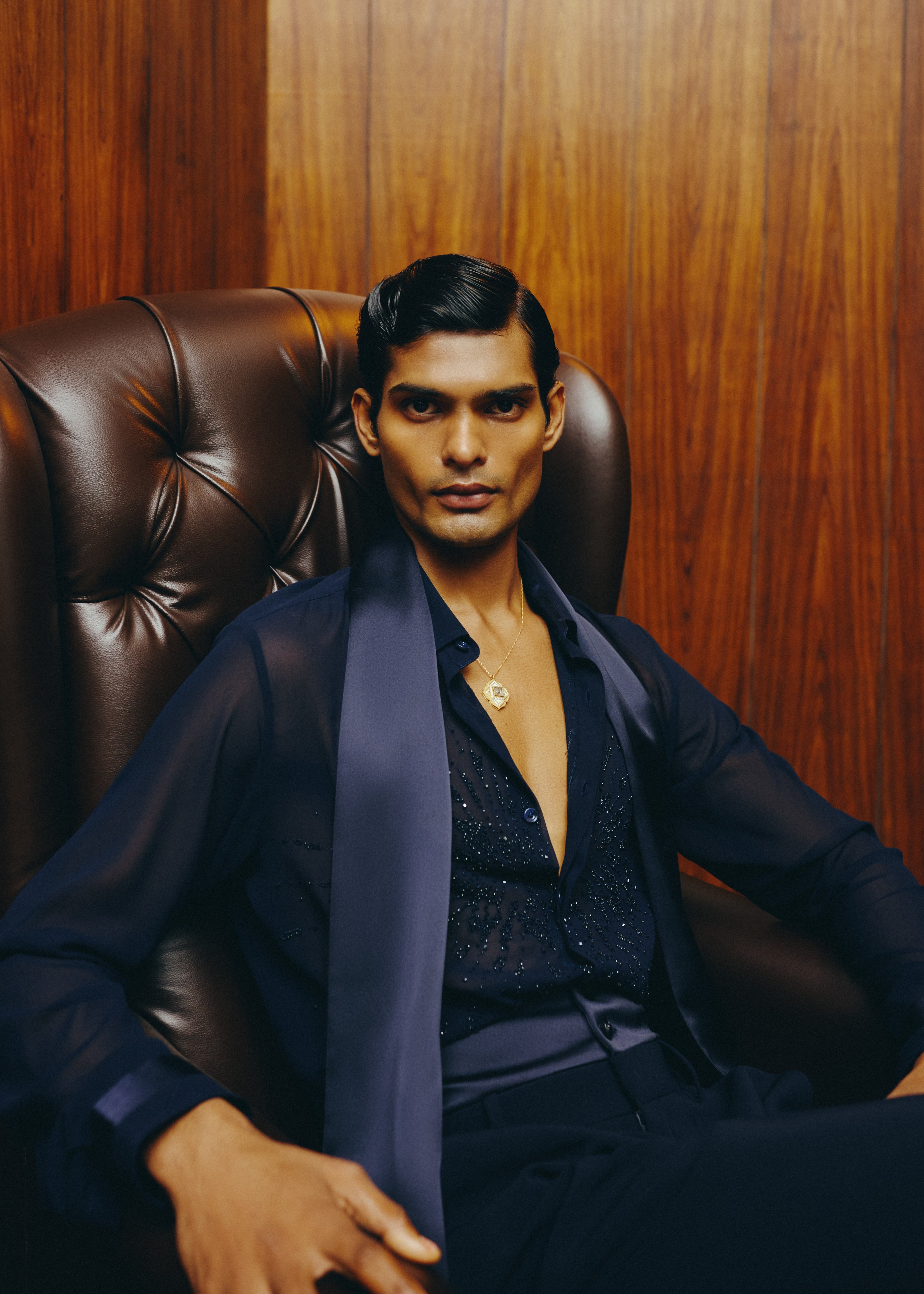 Navy Nocturne Shirt And Pant Set