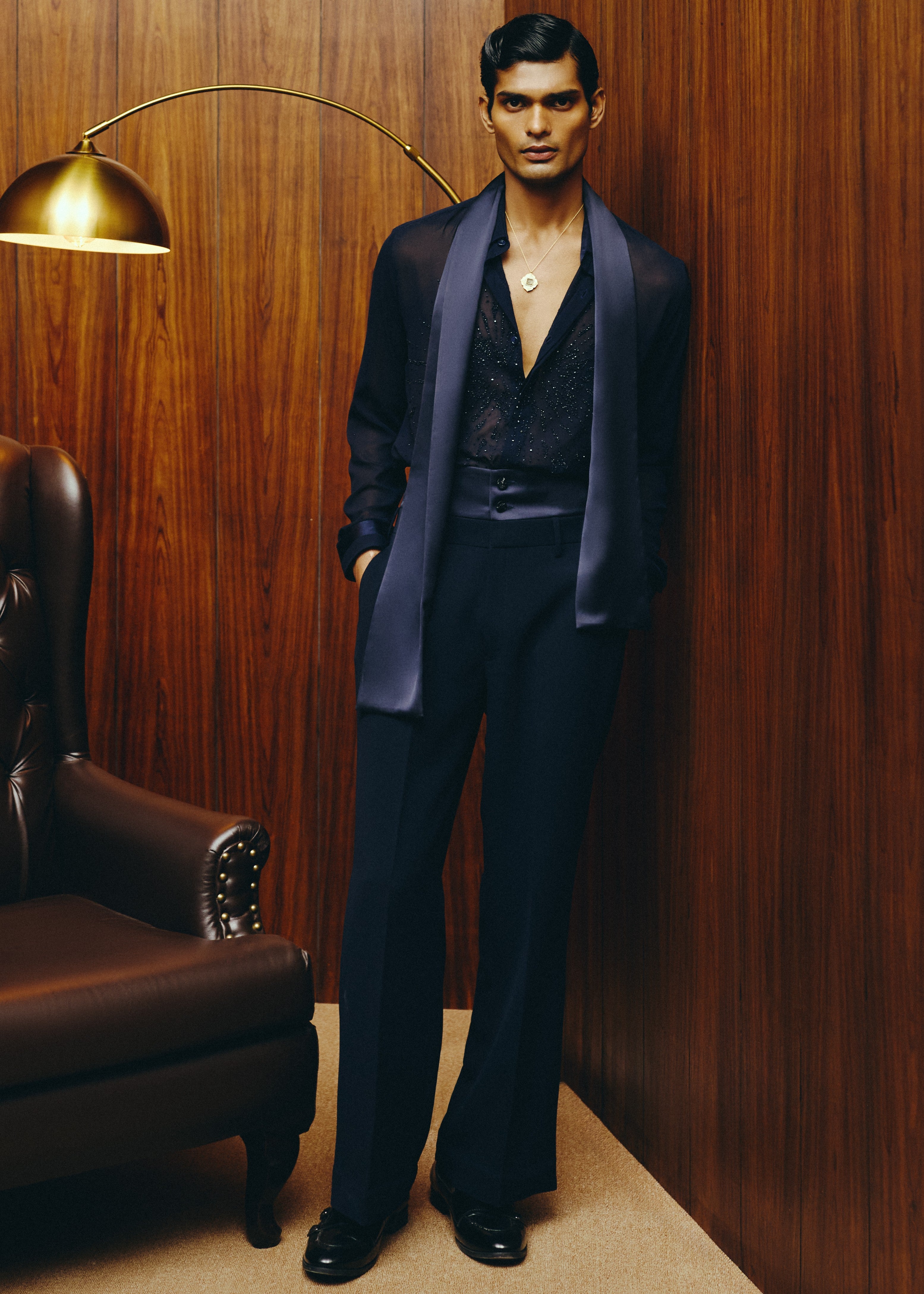 Navy Nocturne Shirt And Pant Set