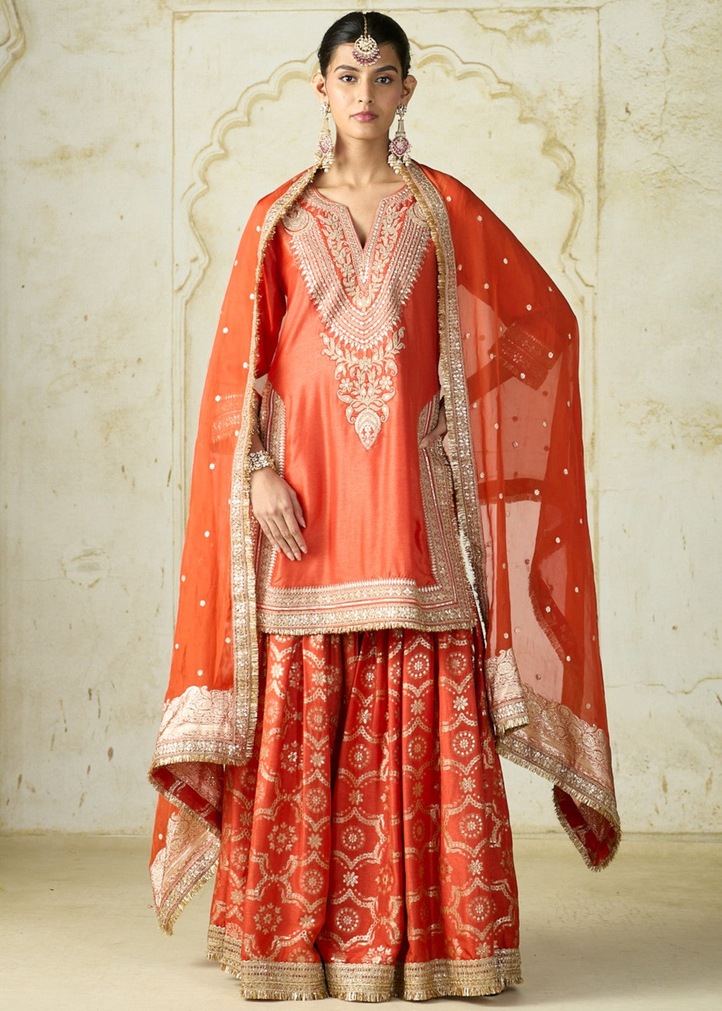 Orange Ameena Sharara Set