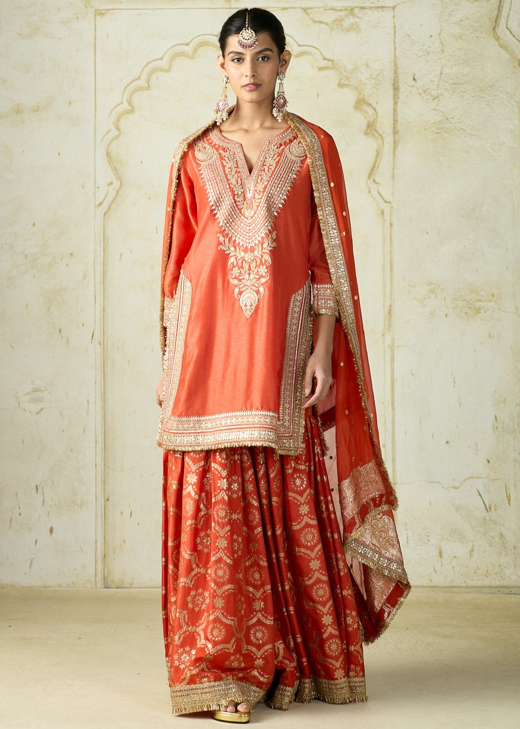 Orange Ameena Sharara Set