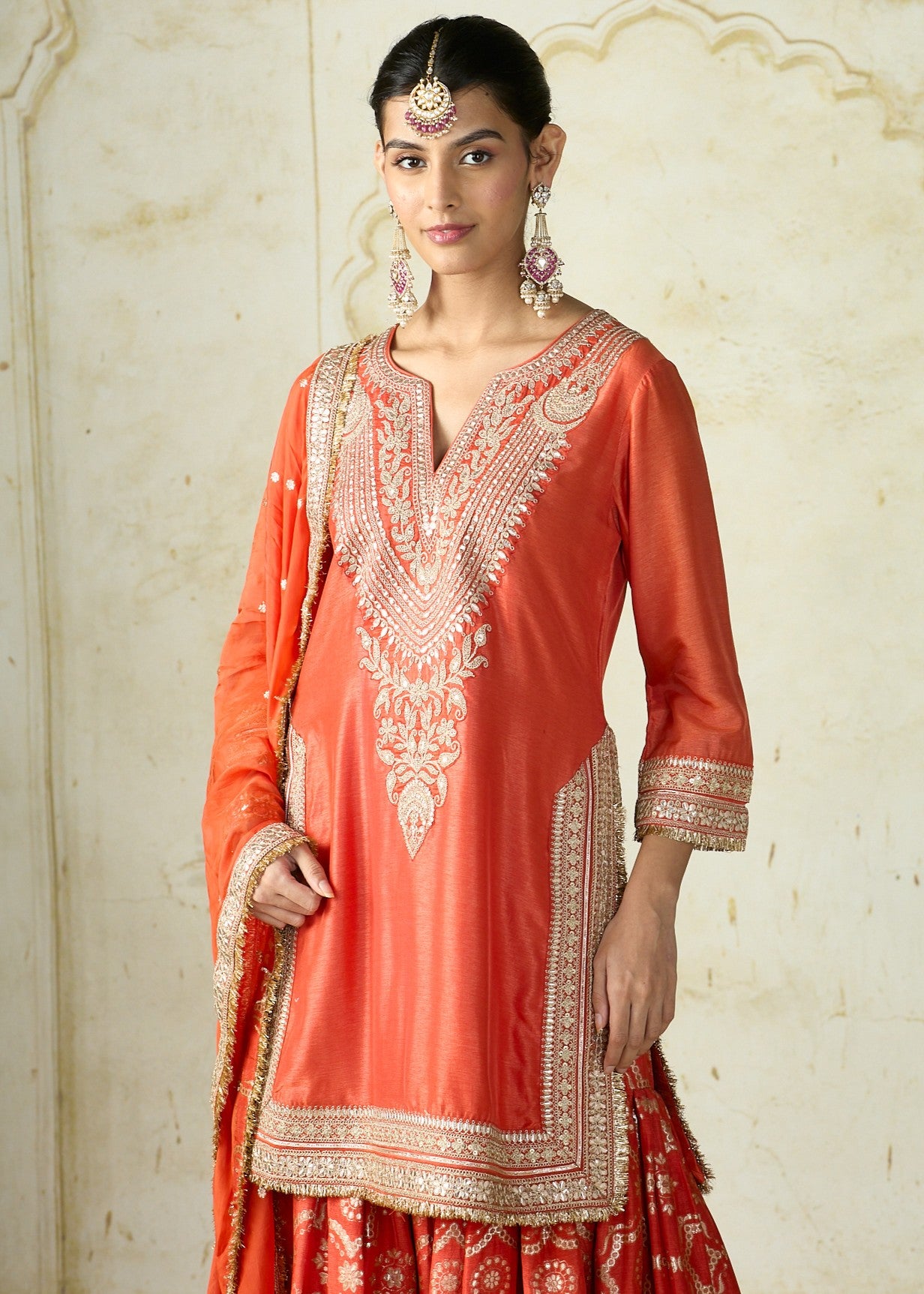 Orange Ameena Sharara Set