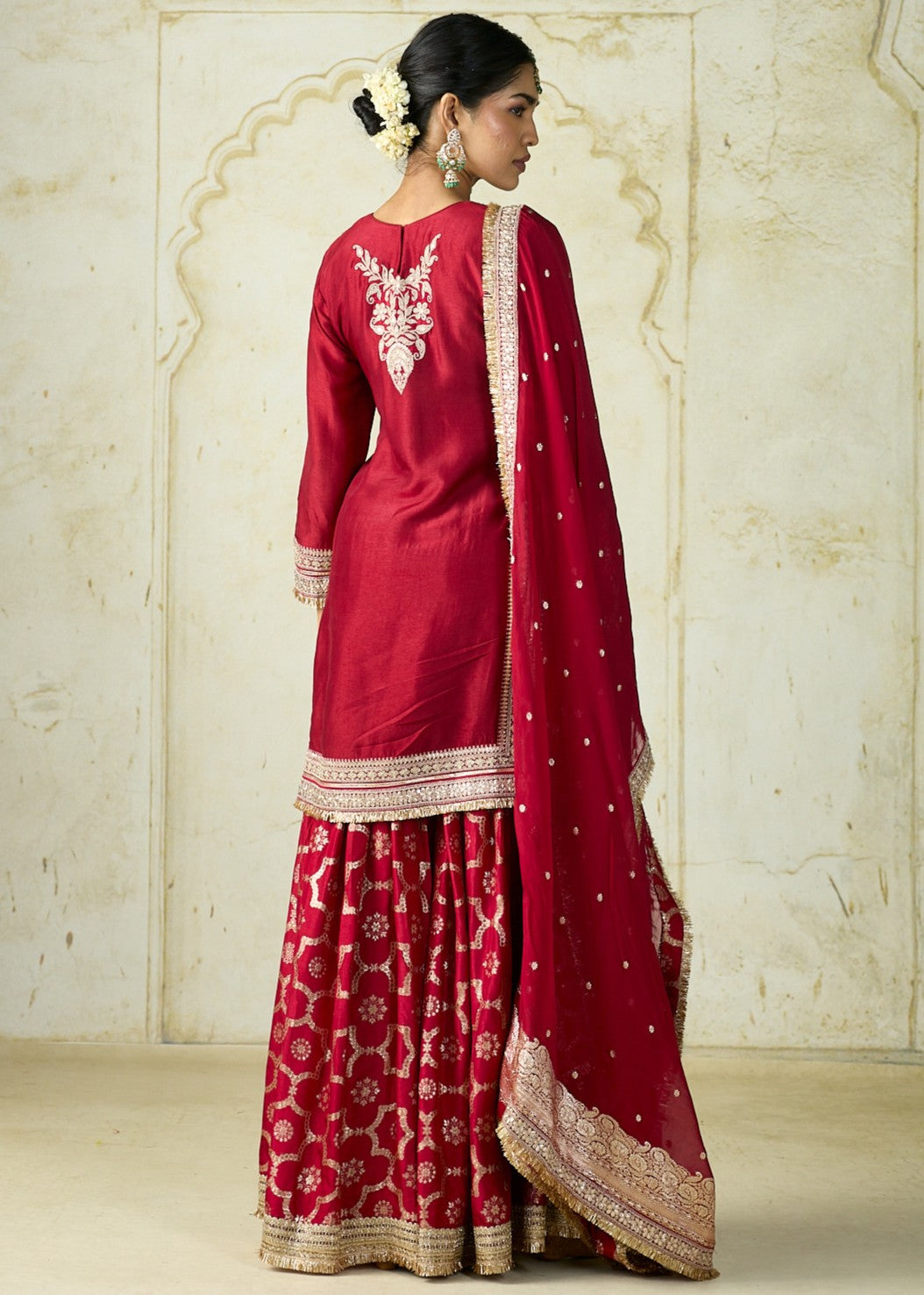 Red Ameena Sharara Set