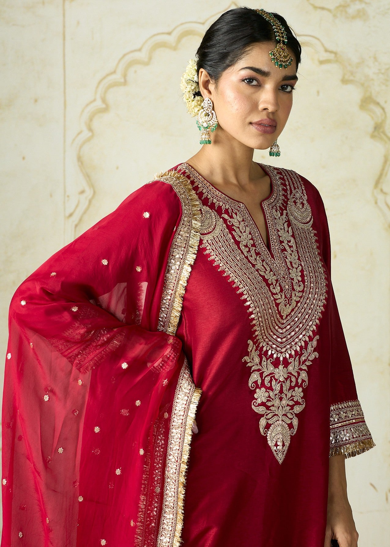 Red Ameena Sharara Set