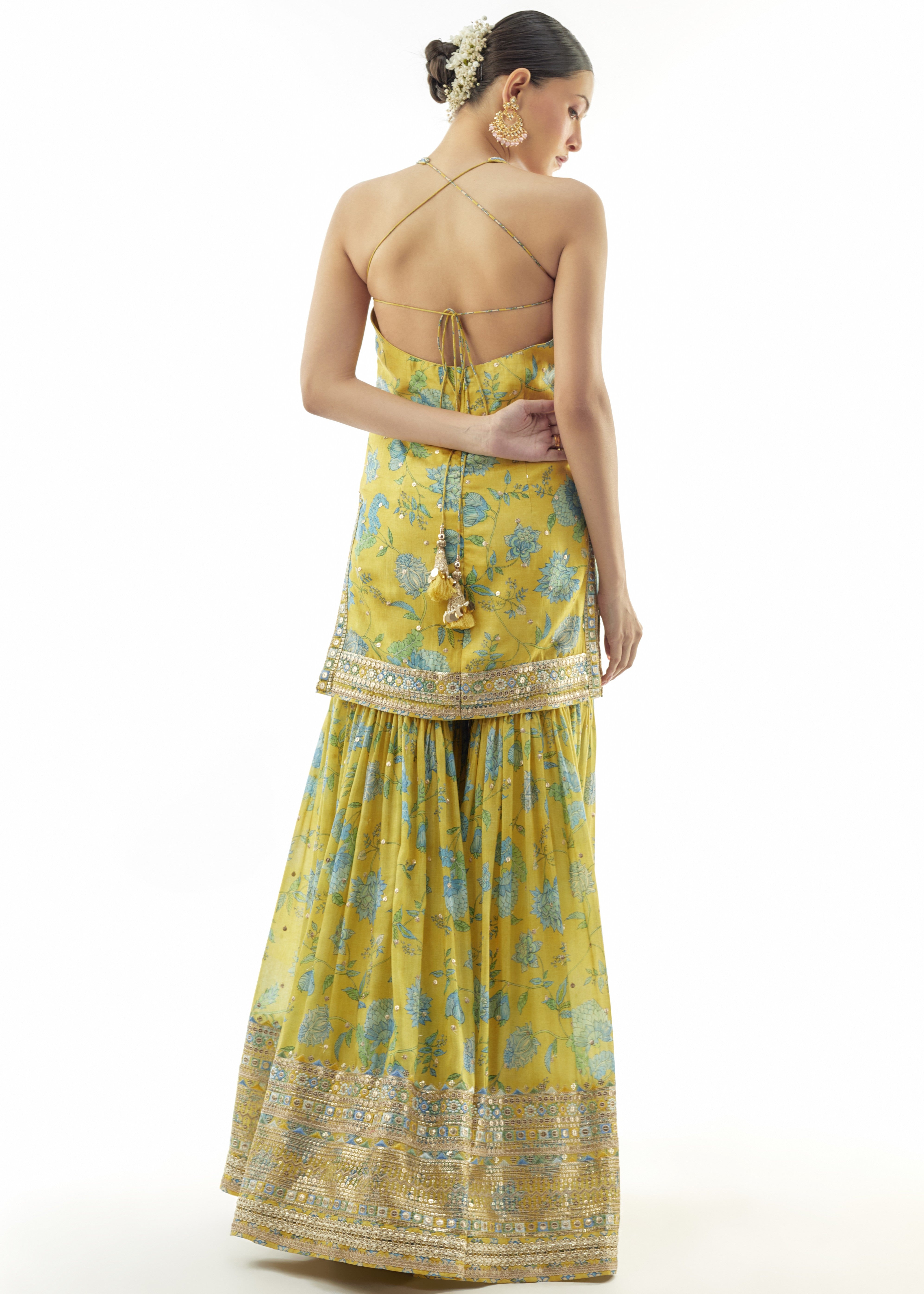 Yellow Dhvanika Halter Set